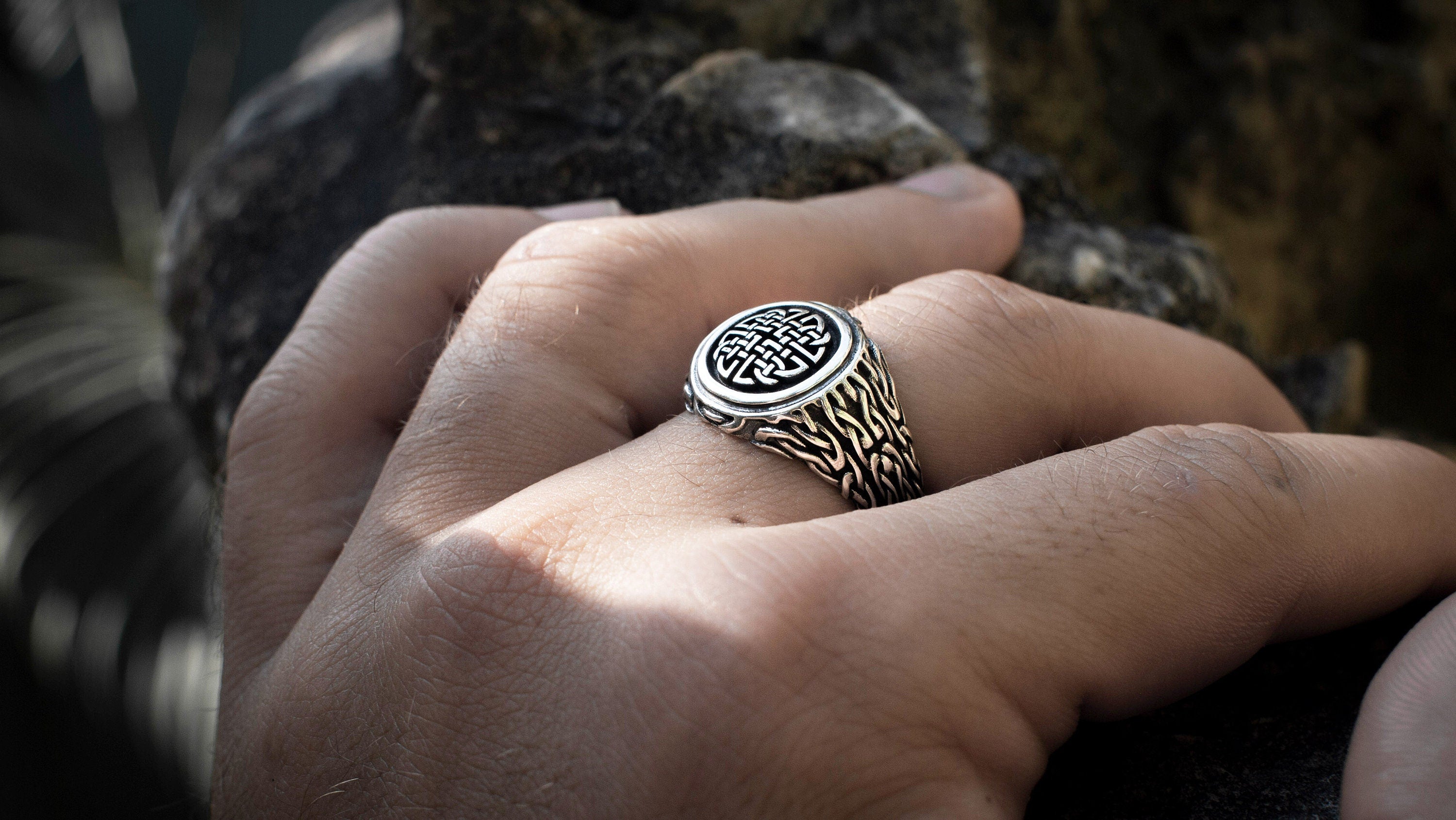 Sterling Silver Viking Ring | Norse Mythology Jewelry | Celtic Knot Band | Medieval Pagan Ring | Nordic Warrior Ring | Handmade Norse Ring