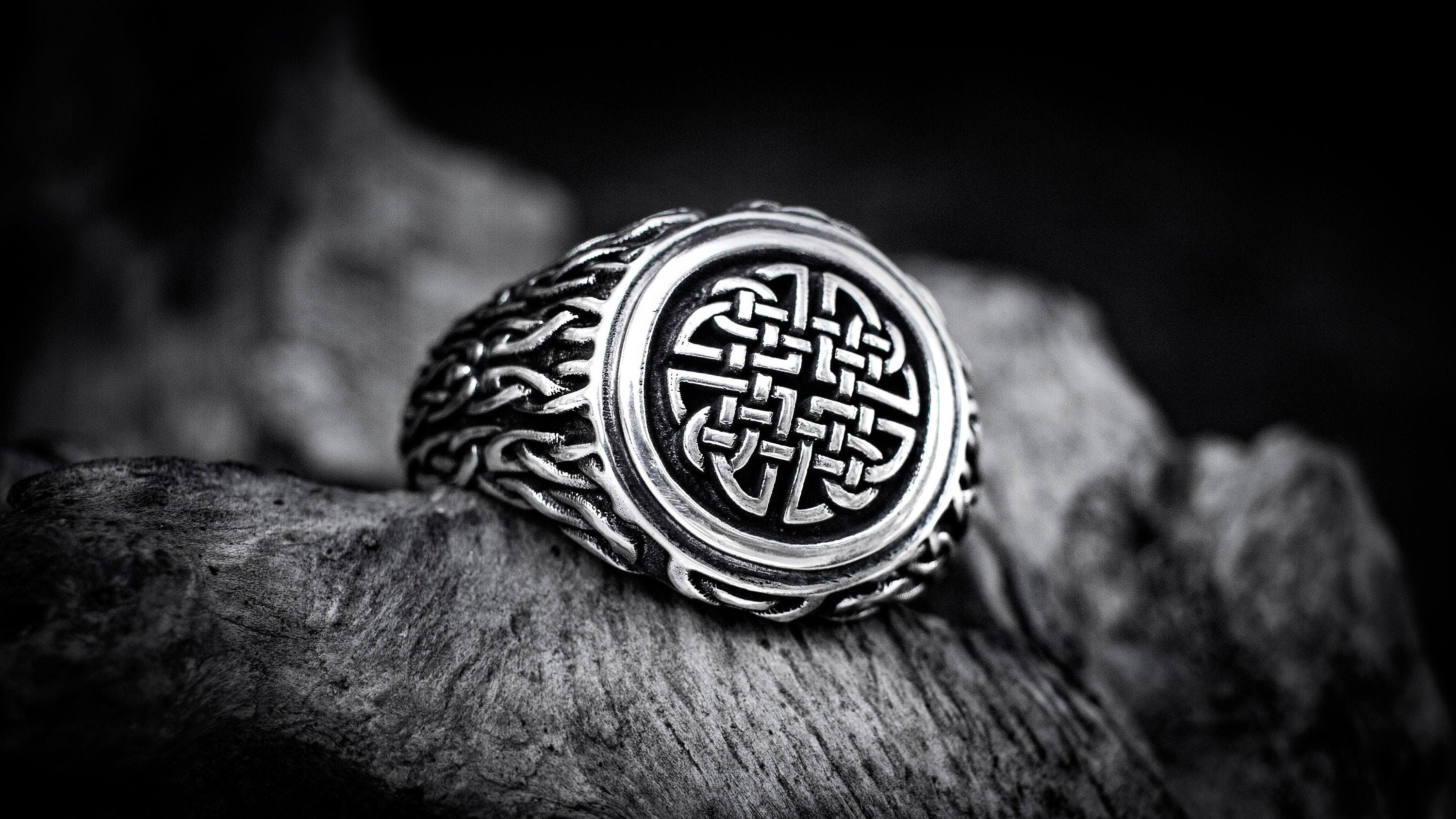 Sterling Silver Viking Ring | Norse Mythology Jewelry | Celtic Knot Band | Medieval Pagan Ring | Nordic Warrior Ring | Handmade Norse Ring