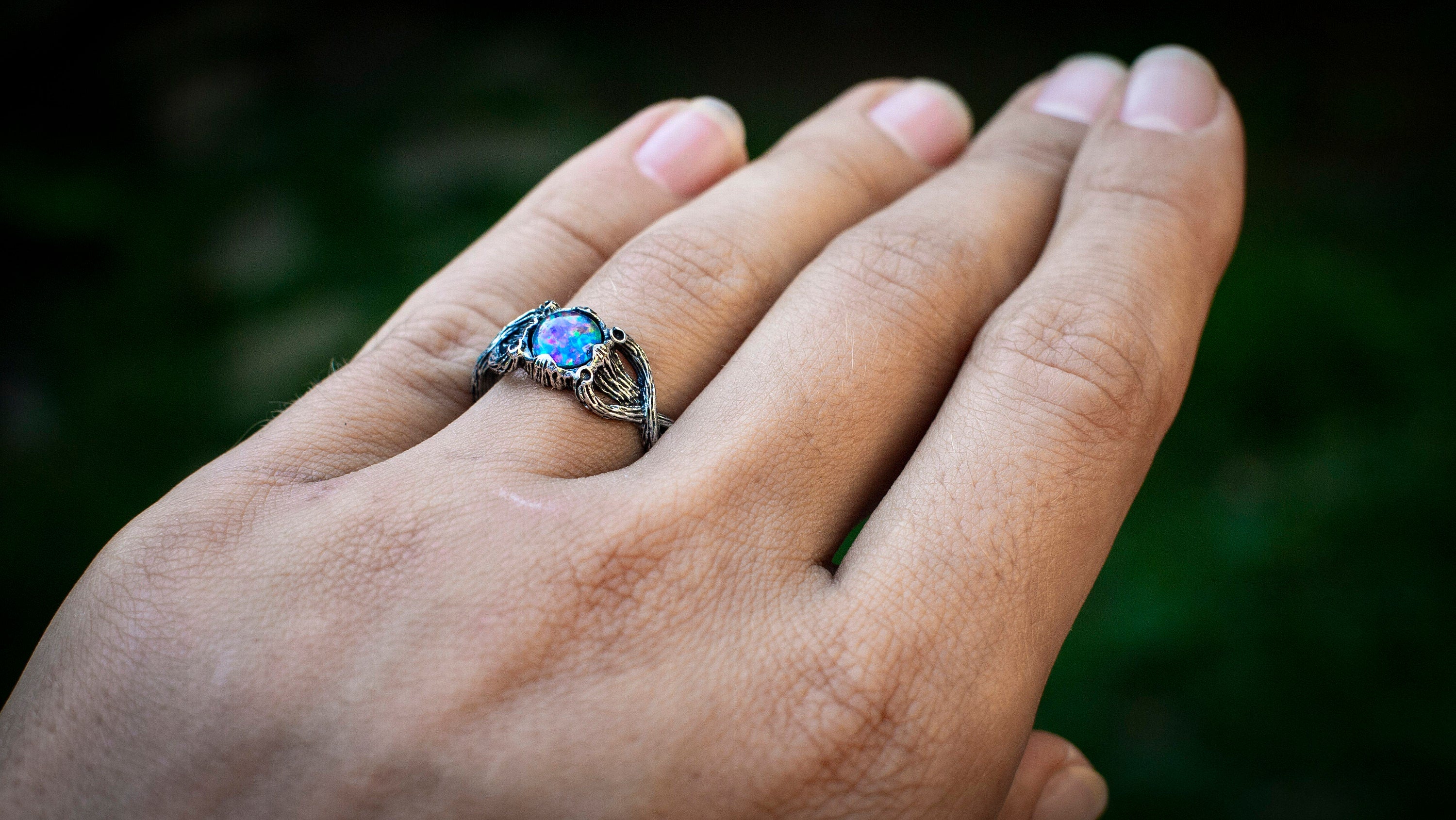 Branch Ring | Twig Engagement Ring | Opal Engagement Ring | Nature Inspired Ring