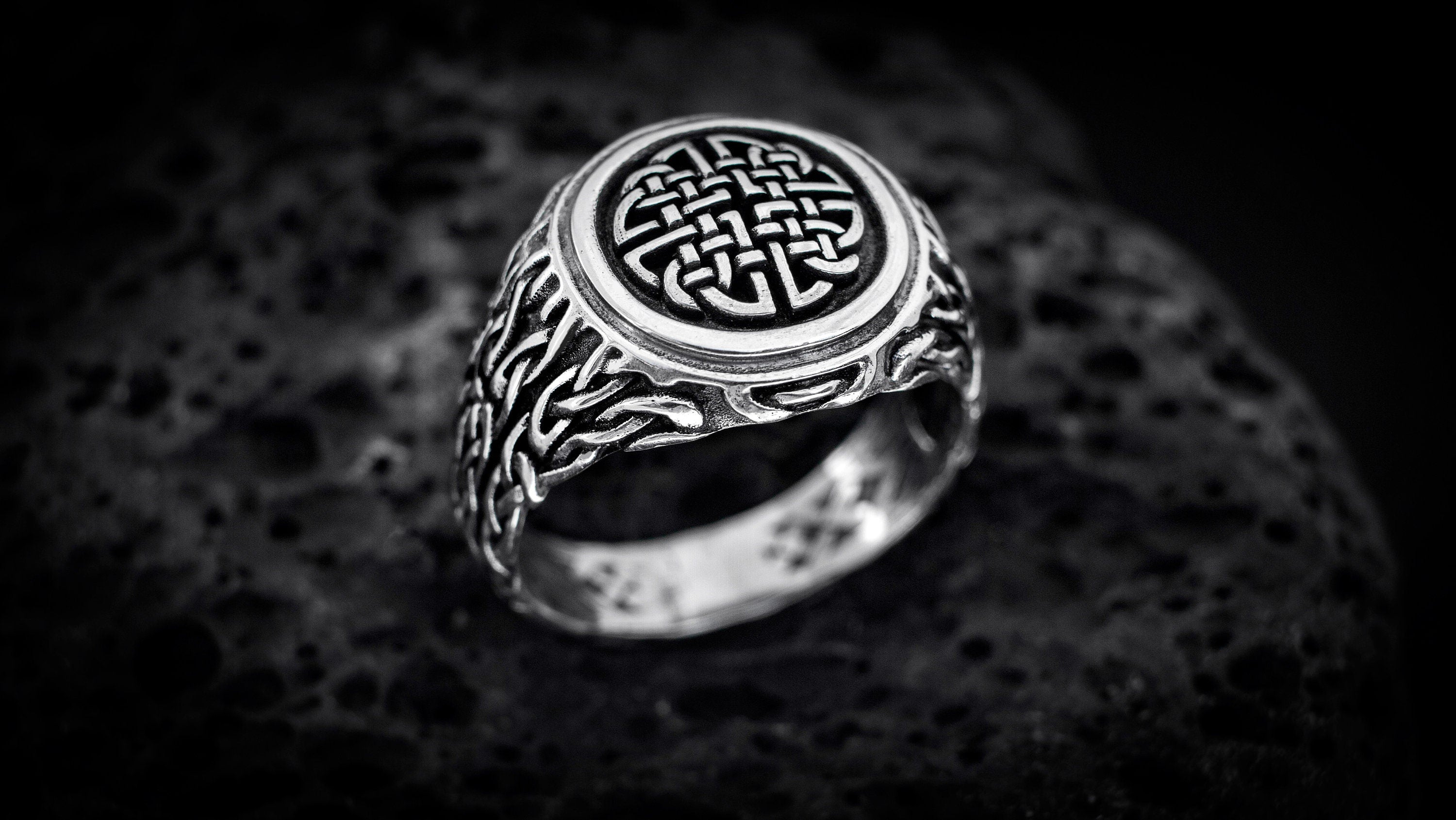 Sterling Silver Viking Ring | Norse Mythology Jewelry | Celtic Knot Band | Medieval Pagan Ring | Nordic Warrior Ring | Handmade Norse Ring