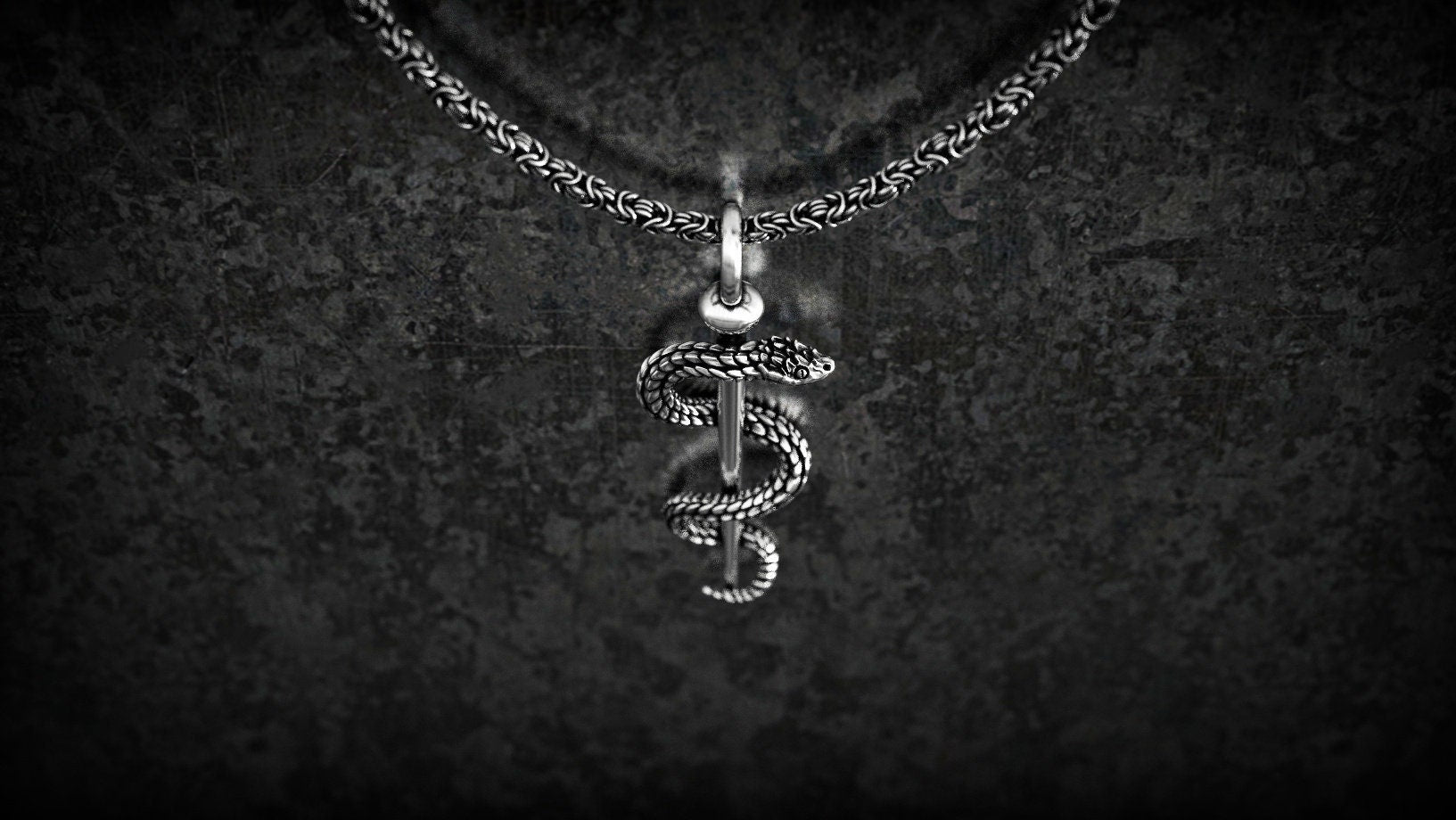 Sterling Silver Snake Pendant | Rod of Asclepius Jewelry | Asclepius Pendant | Healing Symbol Necklace | God of Medicine Charm | Unisex Gift