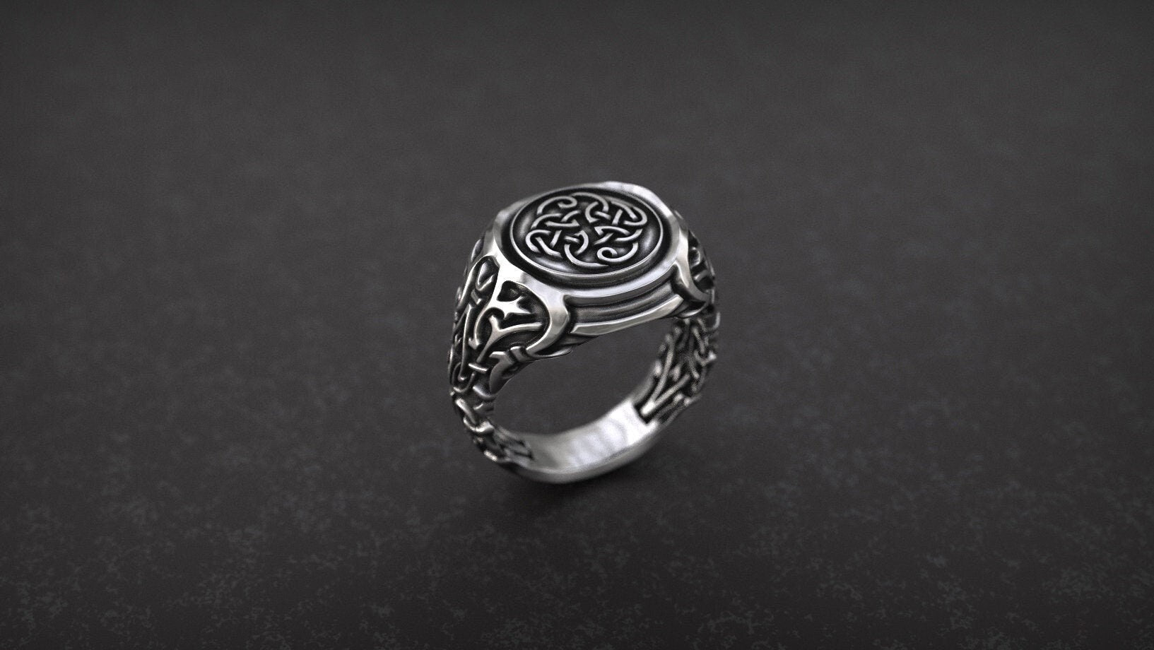 Celtic Knot Signet Ring | Silver Viking Ring | Medieval Ring | Pagan ring | Silver Viking Ring | Signet Ring Men