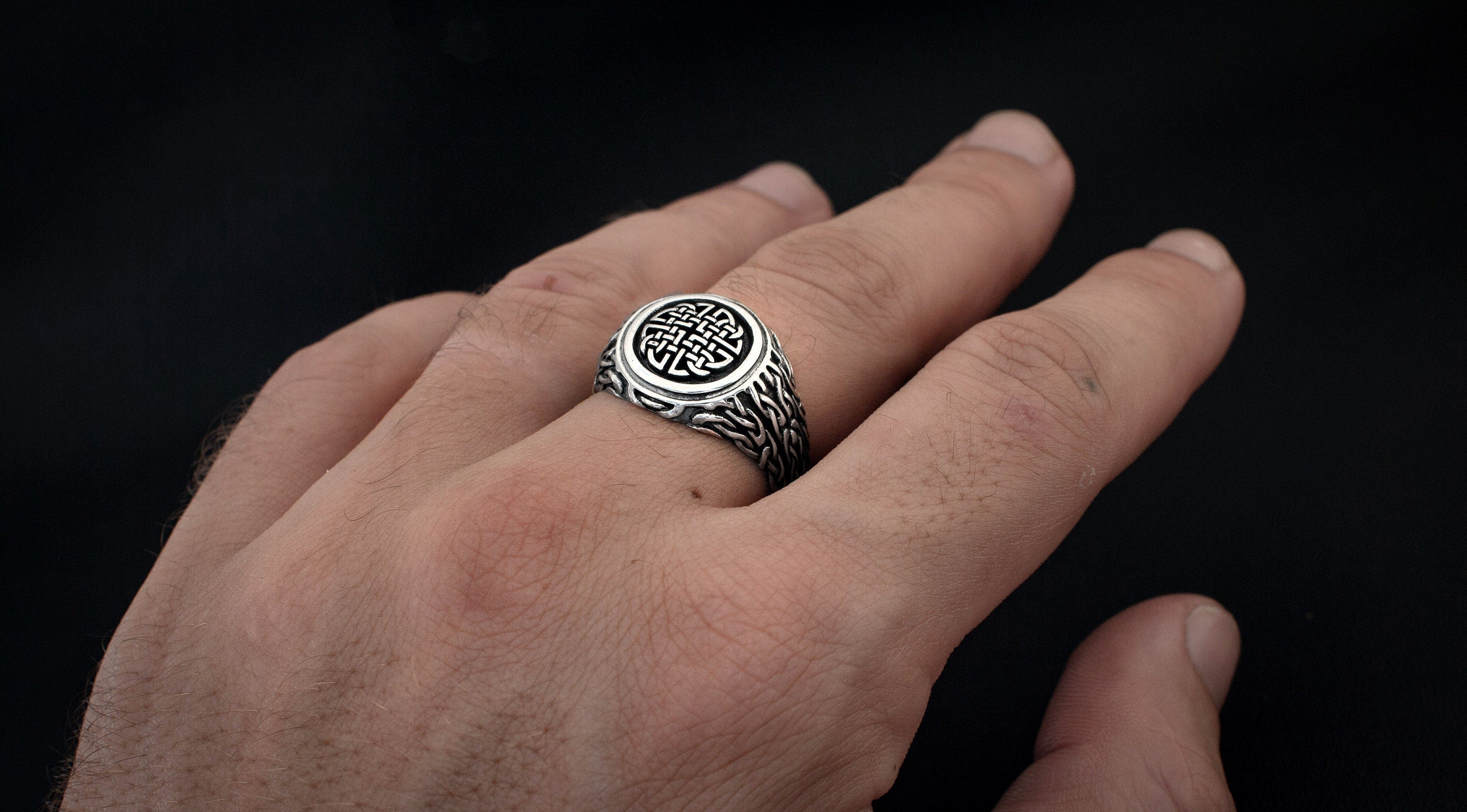 Sterling Silver Viking Ring | Norse Mythology Jewelry | Celtic Knot Band | Medieval Pagan Ring | Nordic Warrior Ring | Handmade Norse Ring