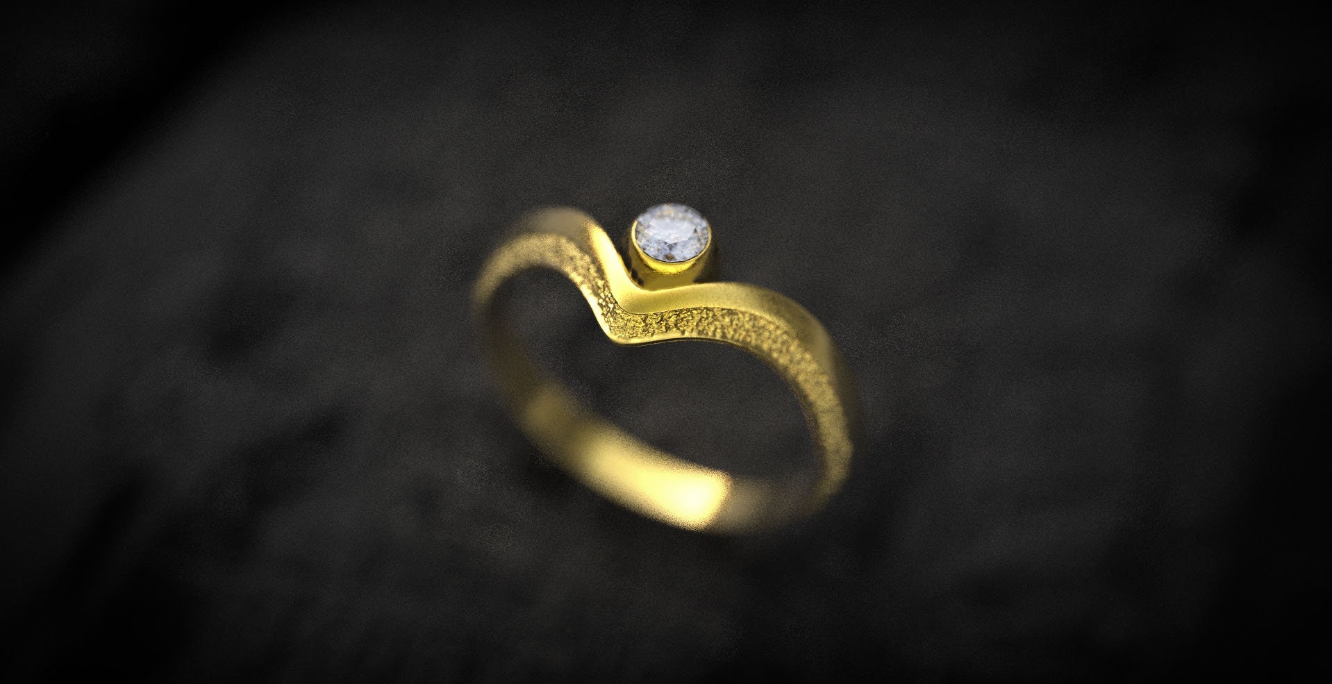 V-Shaped Gold Engagement Ring with Gemstone | Elegant Solid Gold Diamond Ring | Dainty Diamond Ring |Jewelry Gift for Her