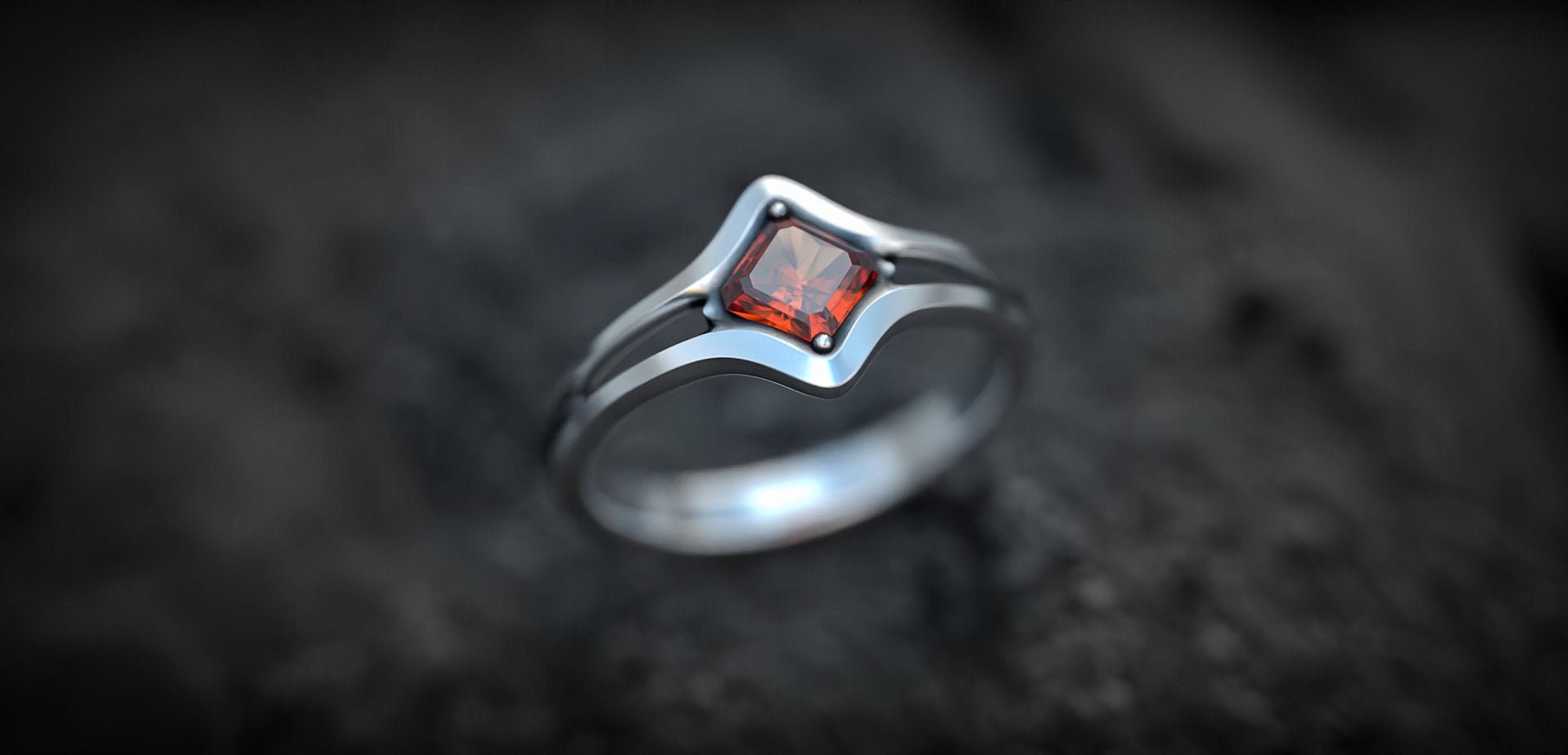 Garnet Engagement Ring | January Birthstone Ring | Delicate Ring | Alternative Engagement Ring | Solitaire Engagement Ring