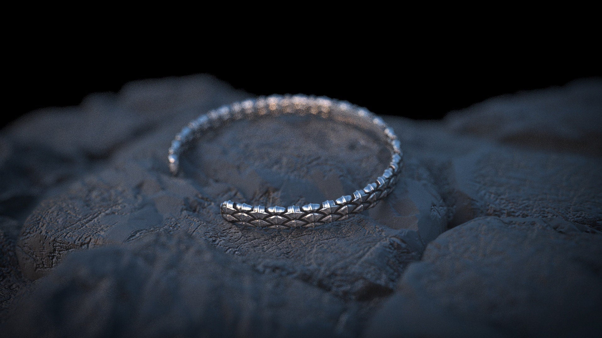 Silver Cuff Bracelet | Silver Bangle Bracelet | Snake Scales Bangle | Sterling Silver Cuff Bracelets For Women | Mens Cuff Bracelet