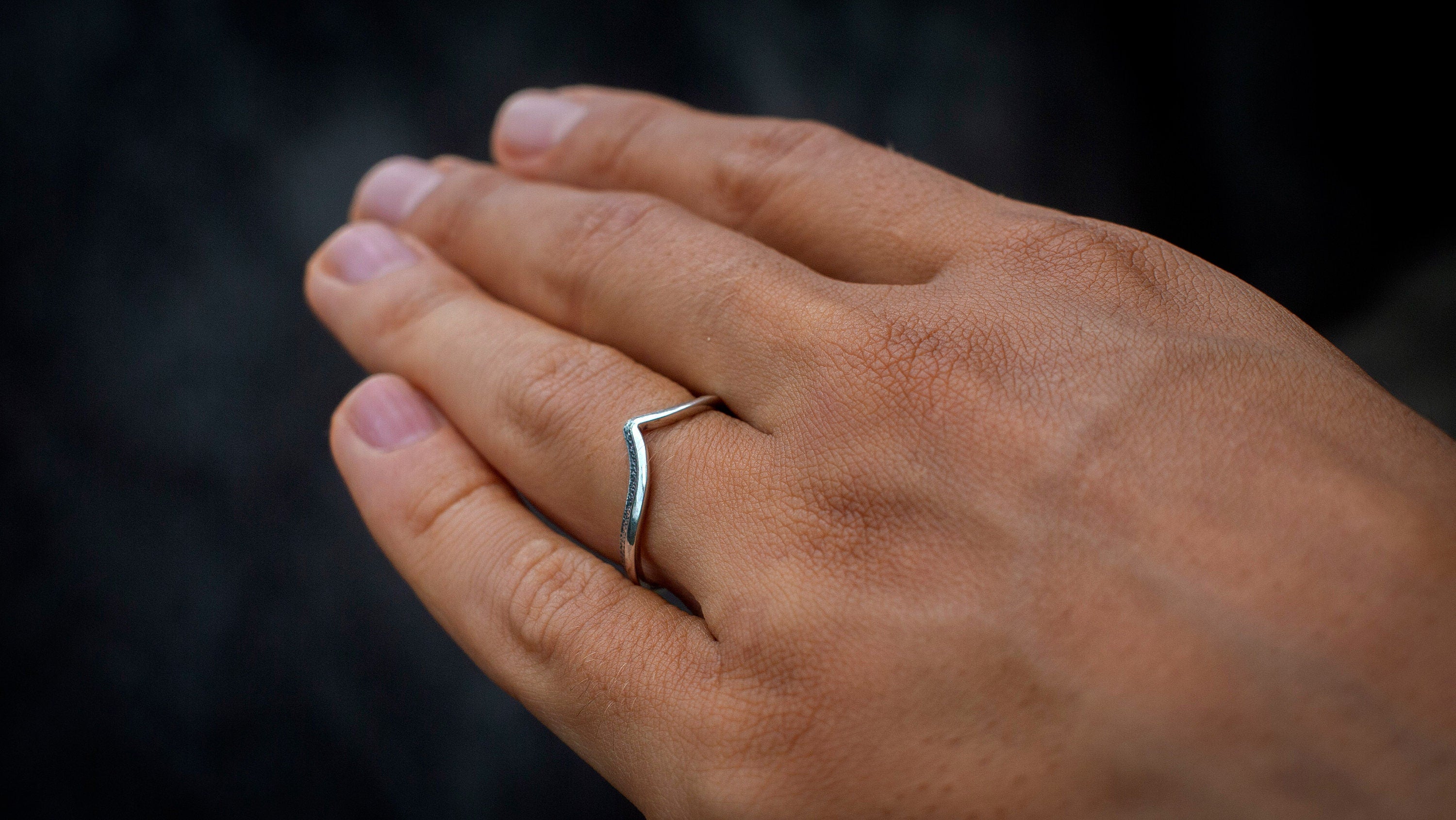 Amethyst ring set shown from vertical angle