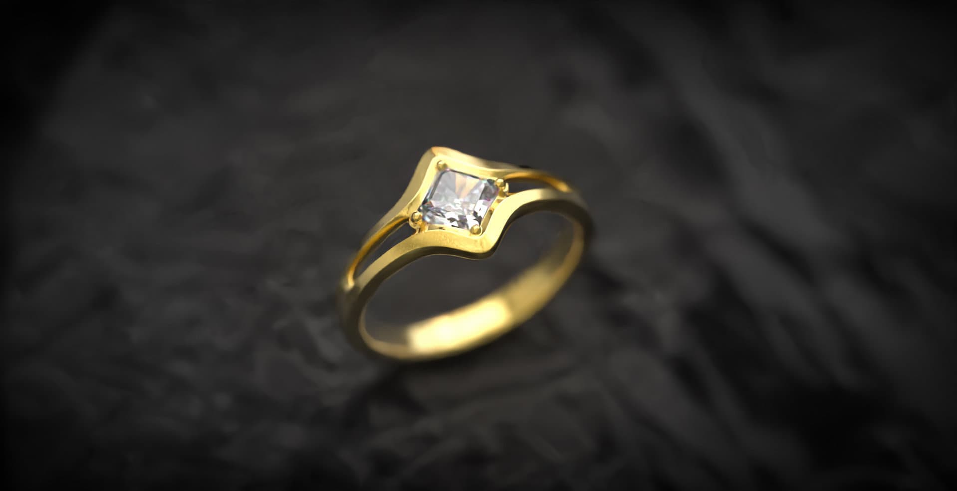 14K Gold Geometric Engagement ring with Diamond | Geometric Gold Ring | Gold Diamond Ring | Delicate Gold Ring