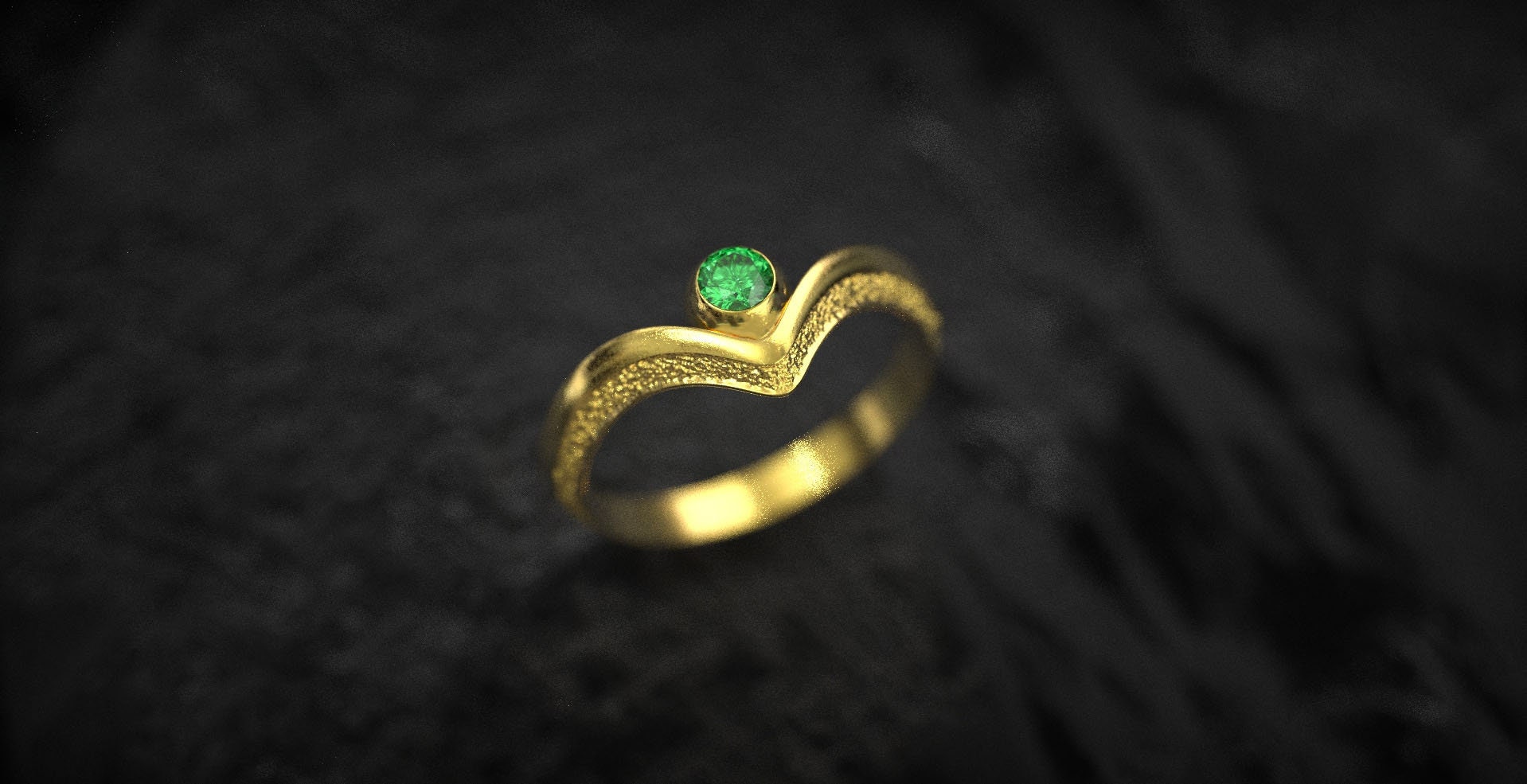 V-Shaped Gold Engagement Ring with Gemstone | Elegant Solid Gold Diamond Ring | Dainty Diamond Ring |Jewelry Gift for Her