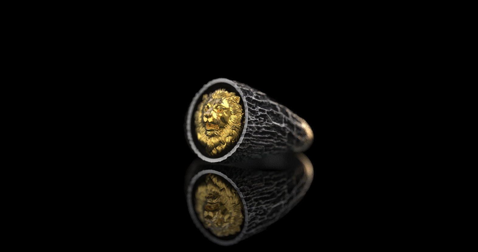 14K Gold Lion Head Ring | Gold Signet Ring | 14K Gold Men Ring | Gold Lion Ring | Gold Lion Men Ring | Gold Animal Ring