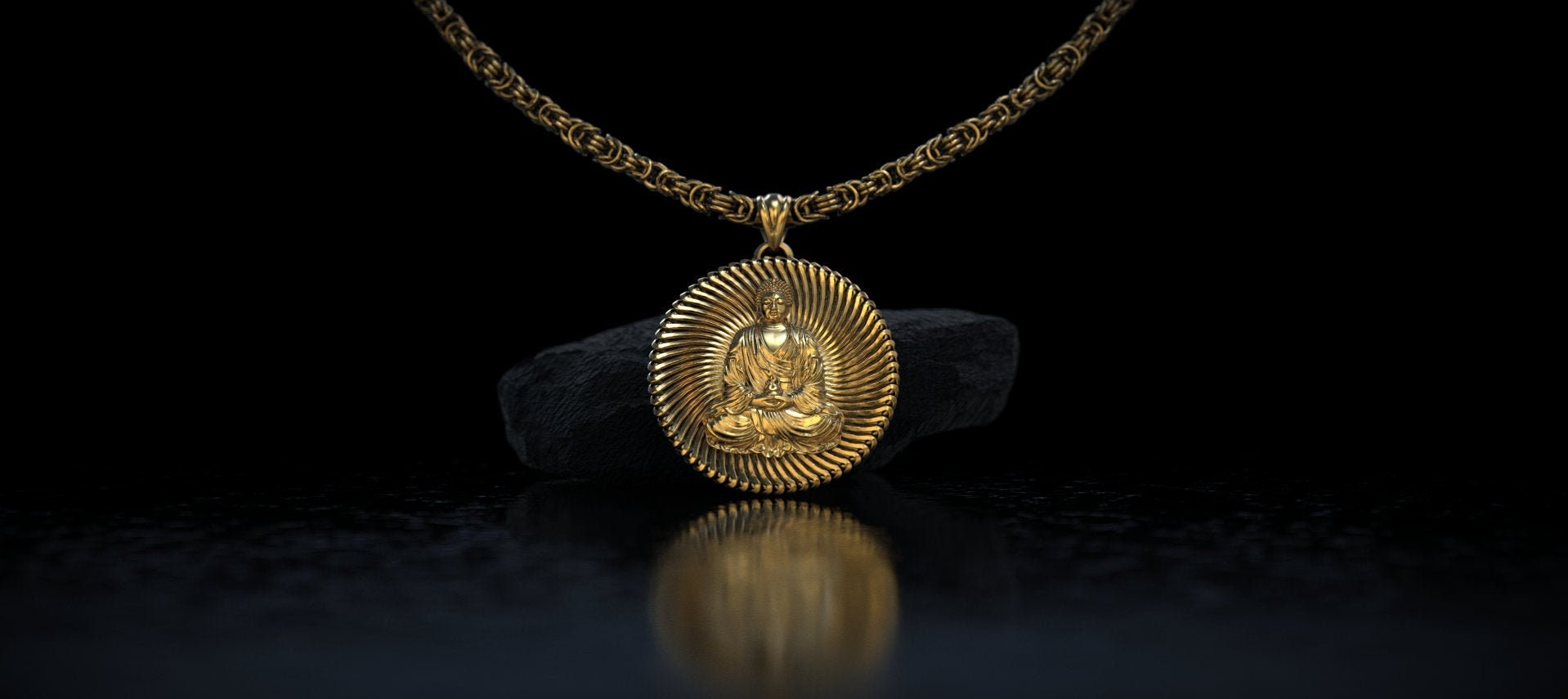 14K Gold Buddha Pendant