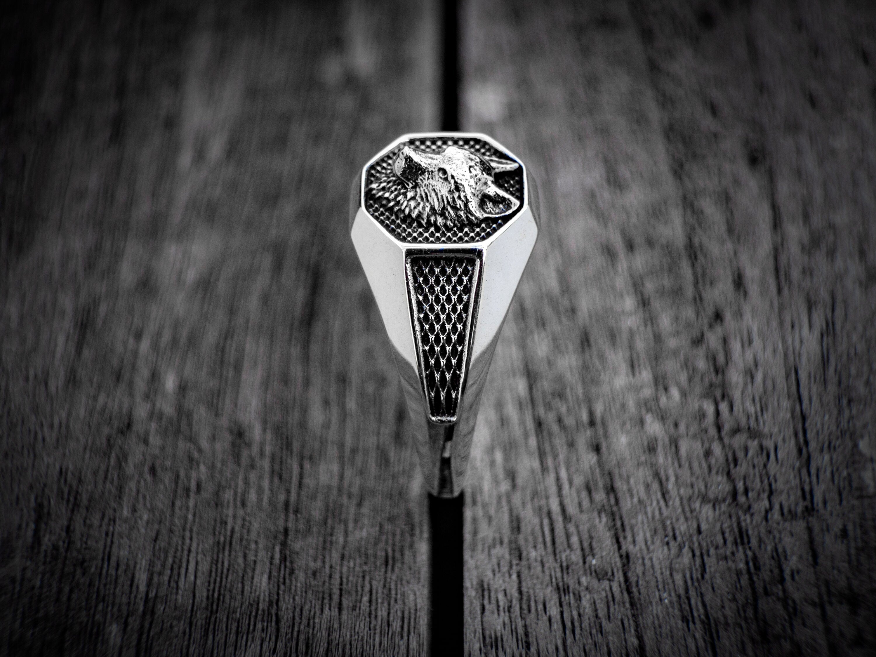 Silver Wolf Ring Men | Wolf Head Men Ring | Mens Silver Wolf Ring | Signet Ring Men | Silver Animal ring | Wolf Gift for Men