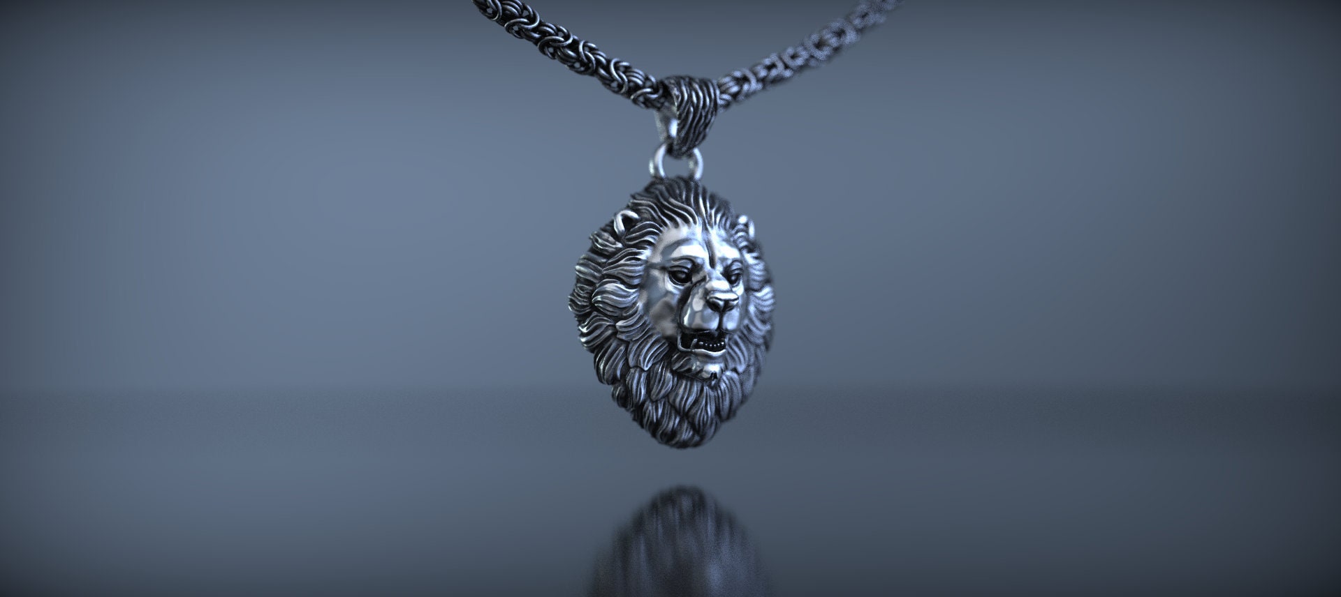 Silver Lion Head Pendant for Men | Wild Lion Necklace | Unique Lion Jewelry Gift