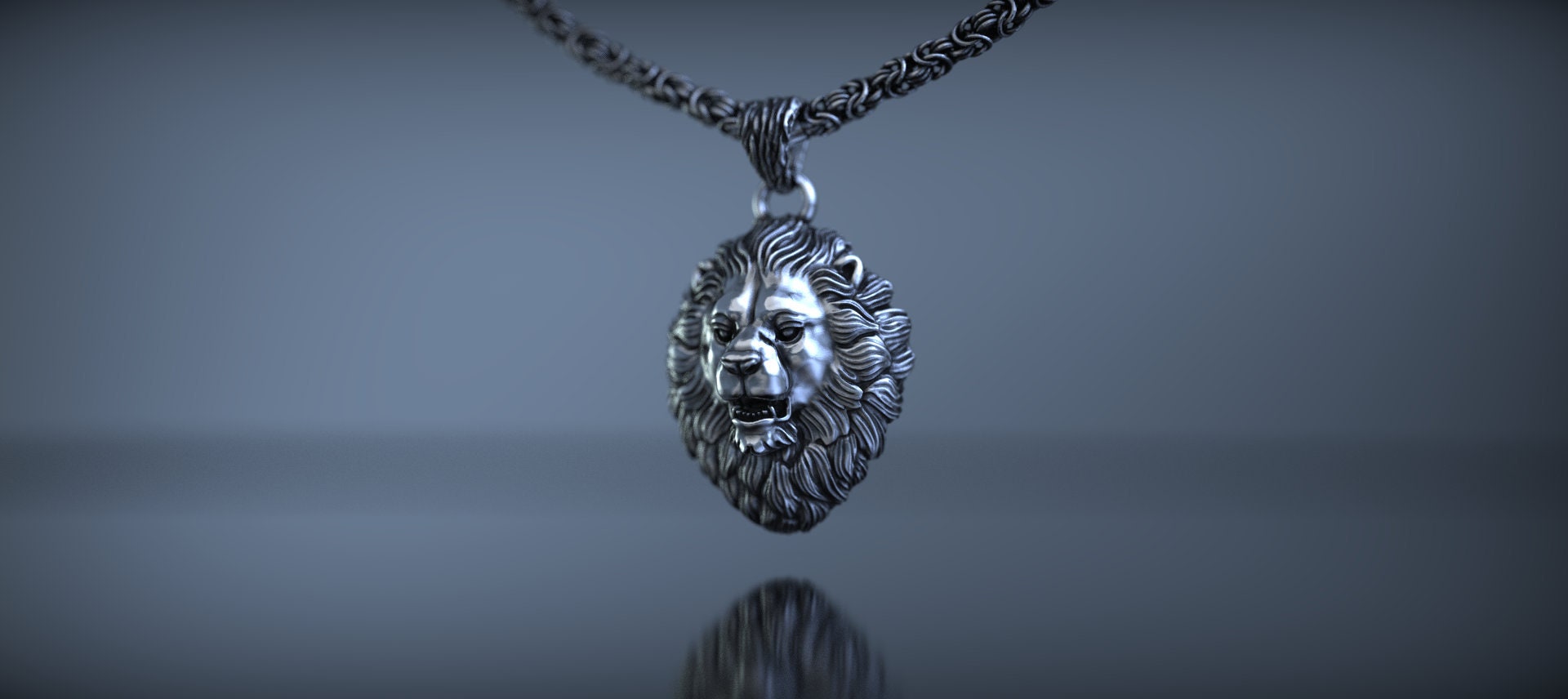 Silver Lion Head Pendant for Men | Wild Lion Necklace | Unique Lion Jewelry Gift