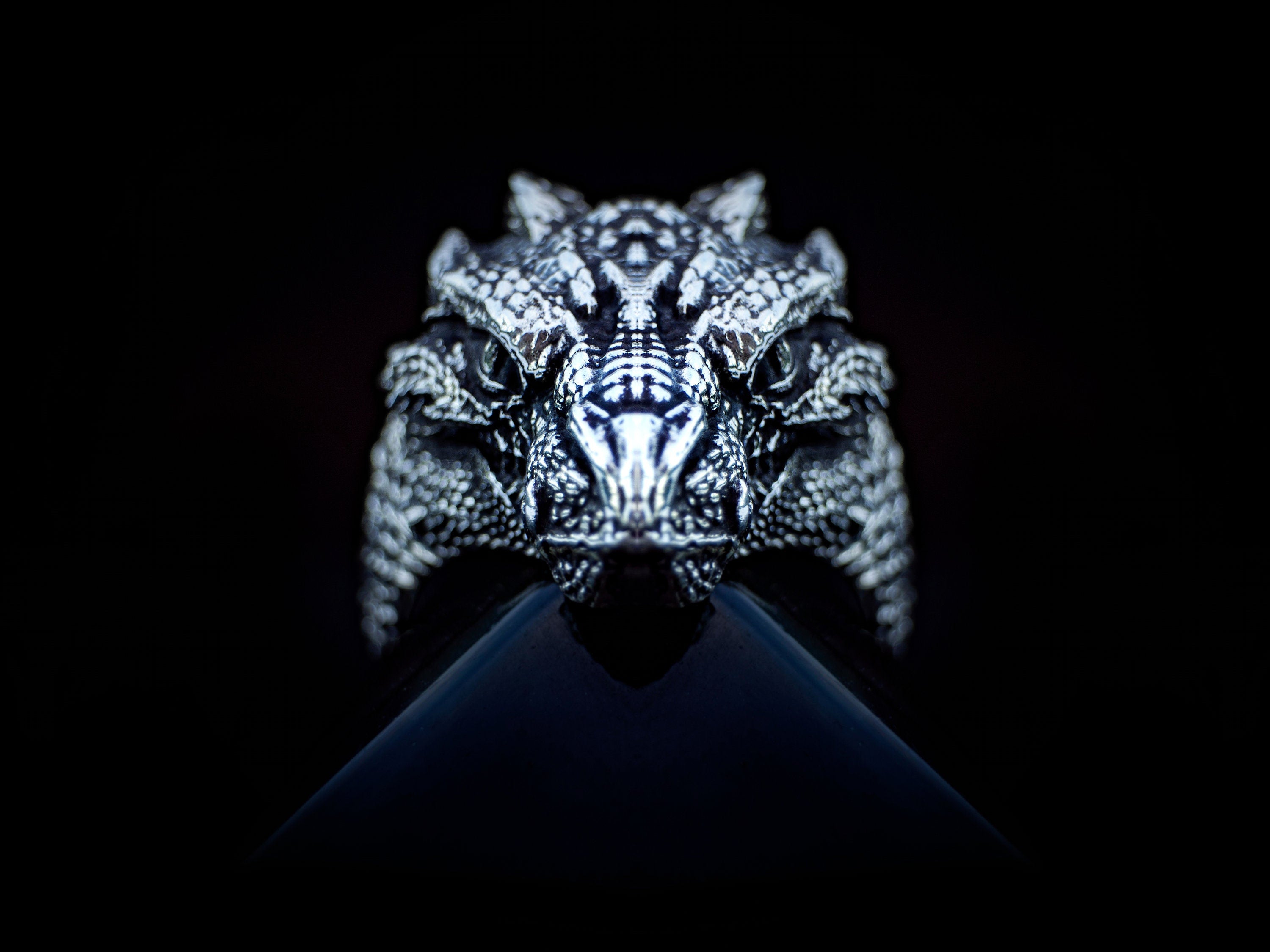 Silver Dragon Ring | Dragon Head Ring | Mens Dragon Ring | Sterling Silver Dragon Jewelry