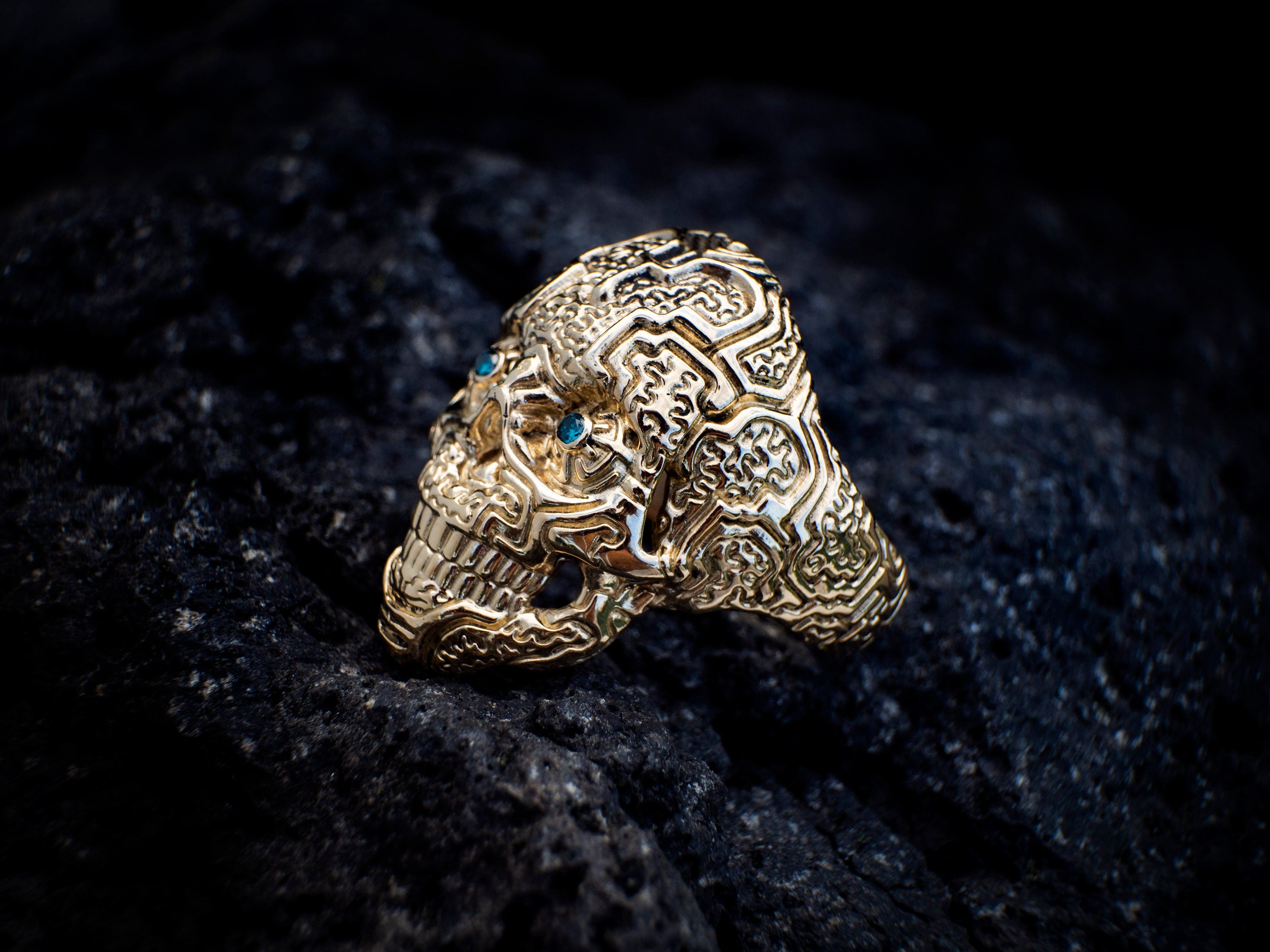 Solid Gold Skull Ring 'Shaman'