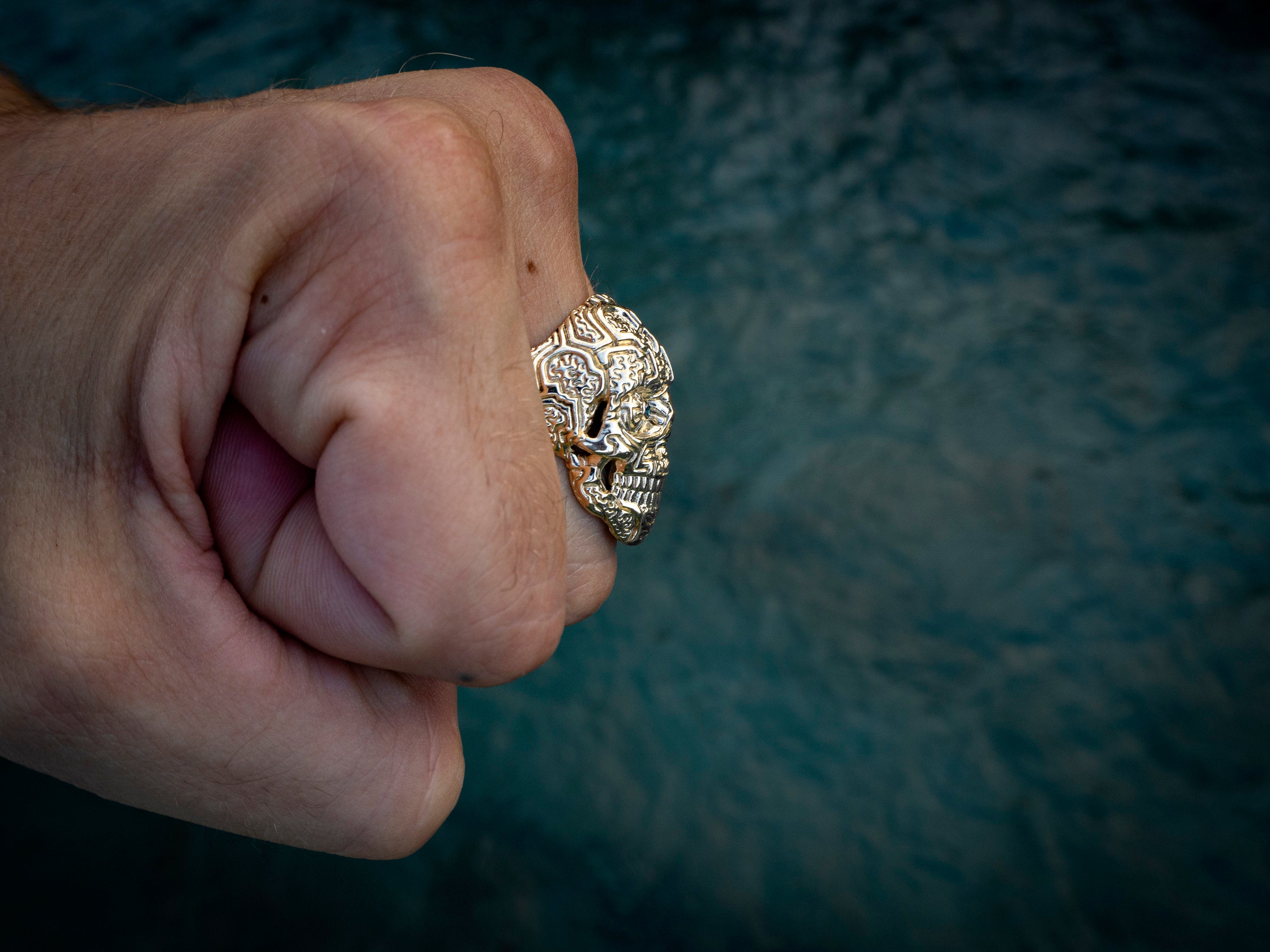 Solid Gold Skull Ring 'Shaman'