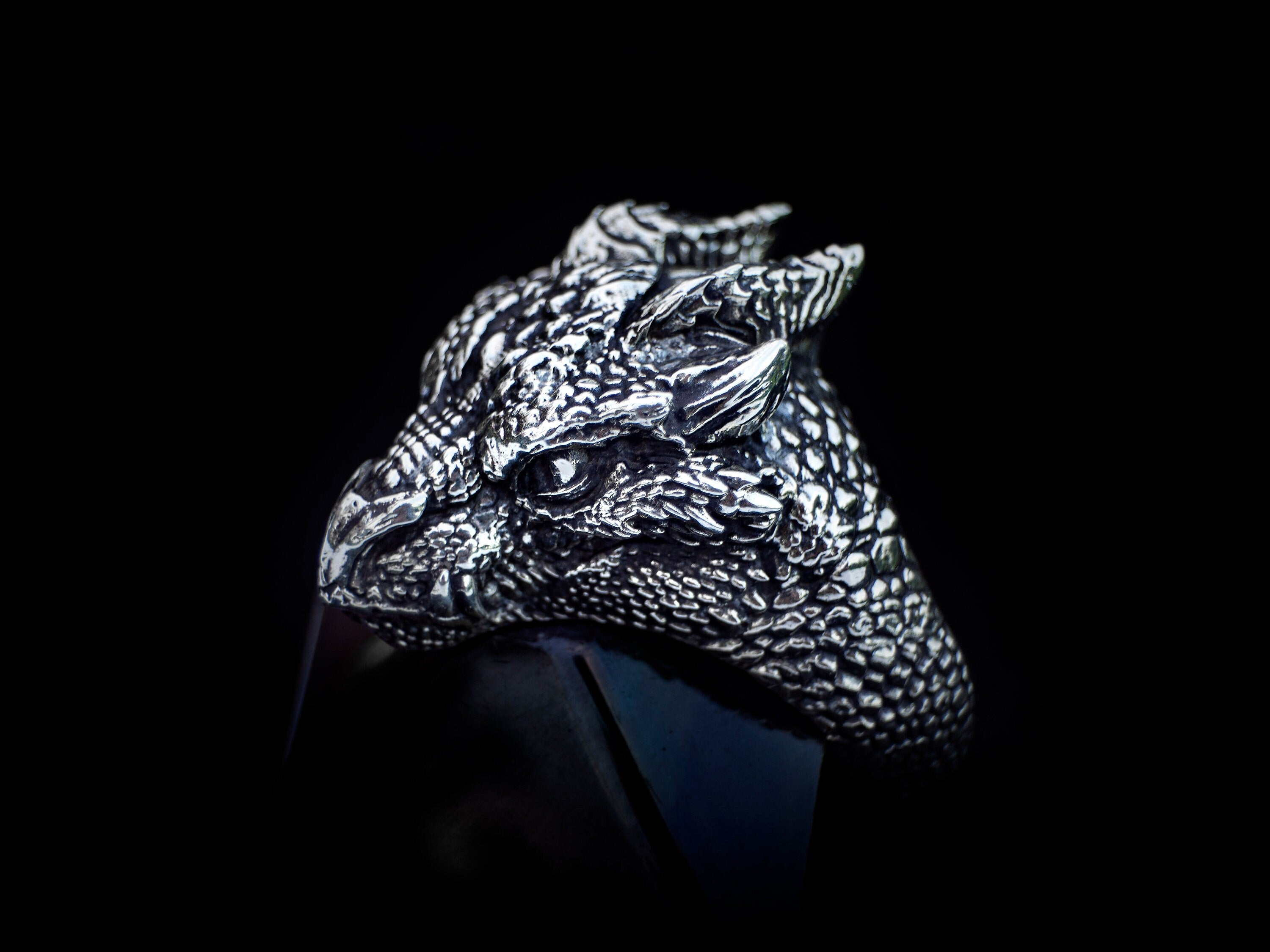 Silver Dragon Ring | Dragon Head Ring | Mens Dragon Ring | Sterling Silver Dragon Jewelry