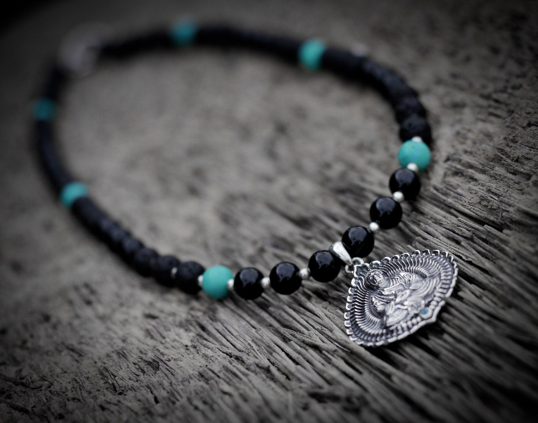 Silver Buddha Necklace | Mala Beads Necklace | Medicine Buddha Necklace | Black Mala Necklace | Buddha Mala Bead