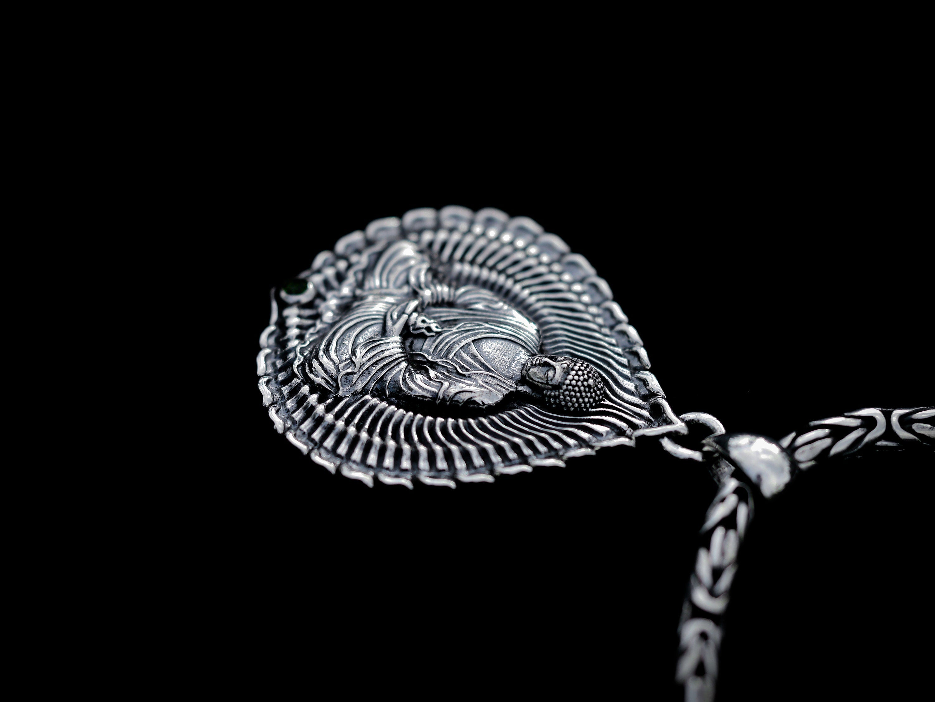 Silver Lotus Buddha Pendant