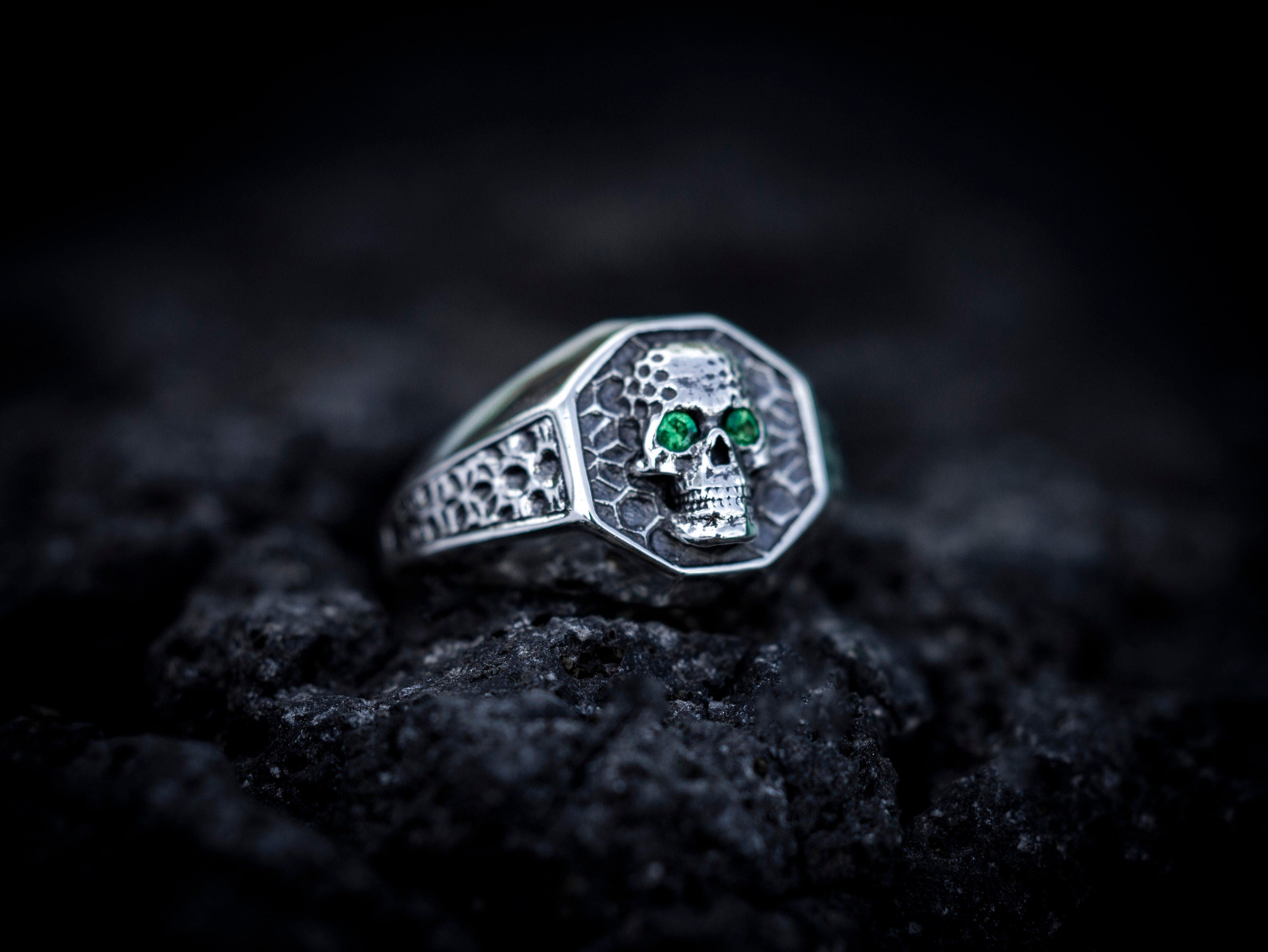 Silver Skull Signet Ring | Hexagon Skull Ring | Signet Ring Men | Unique Skull Ring | Skull Ring Silver