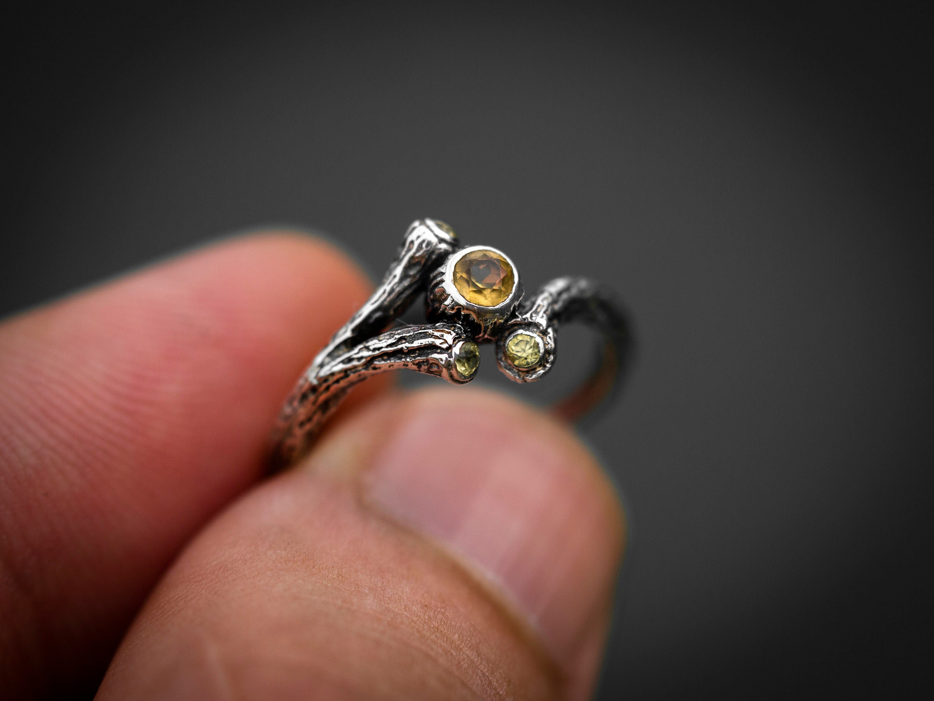 Twig Engagement Silver Ring 'Spring' | Branch Engagement Ring | Tree Branch Ring | Small Twig Ring