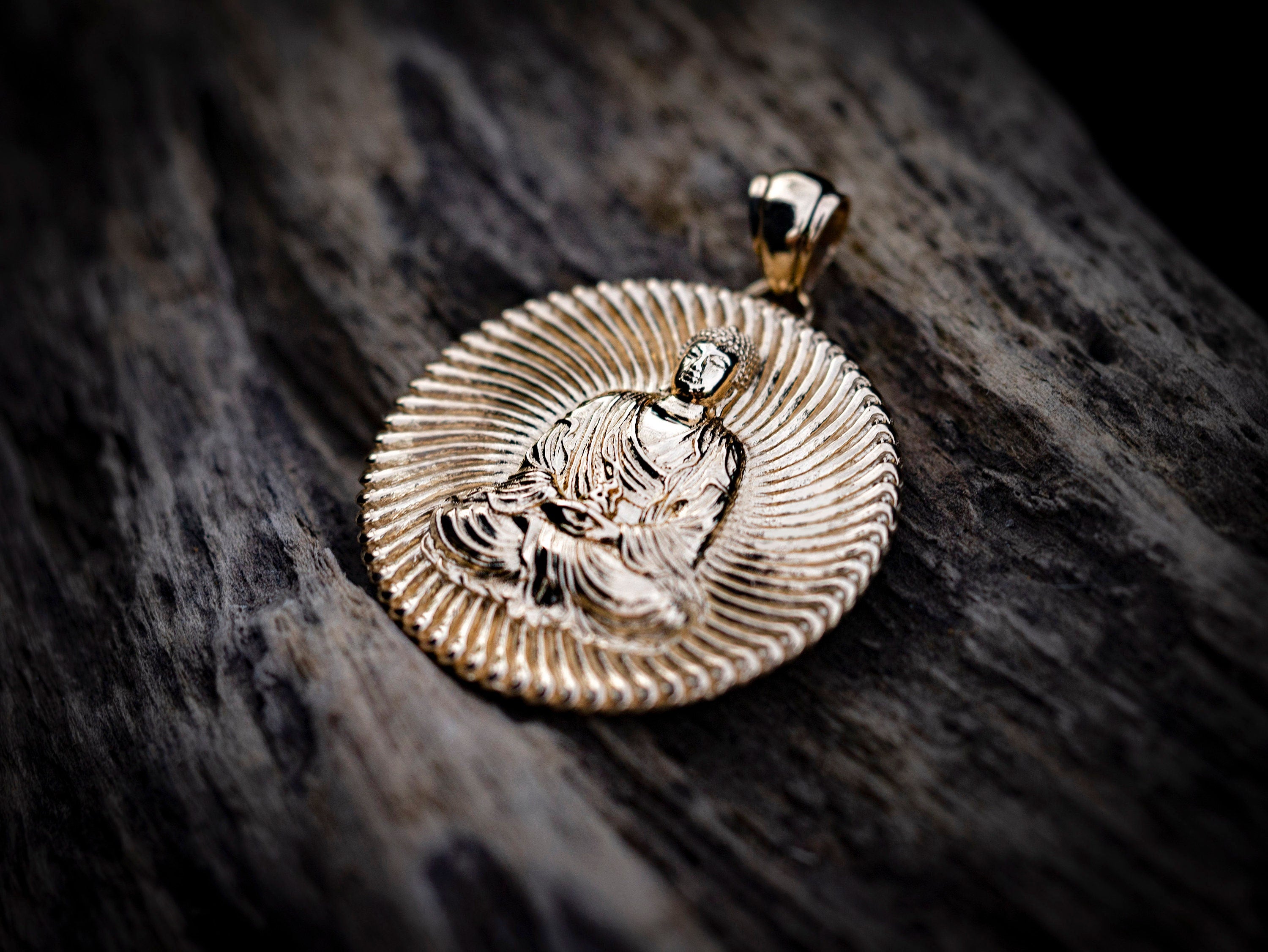 14K Gold Buddha Pendant
