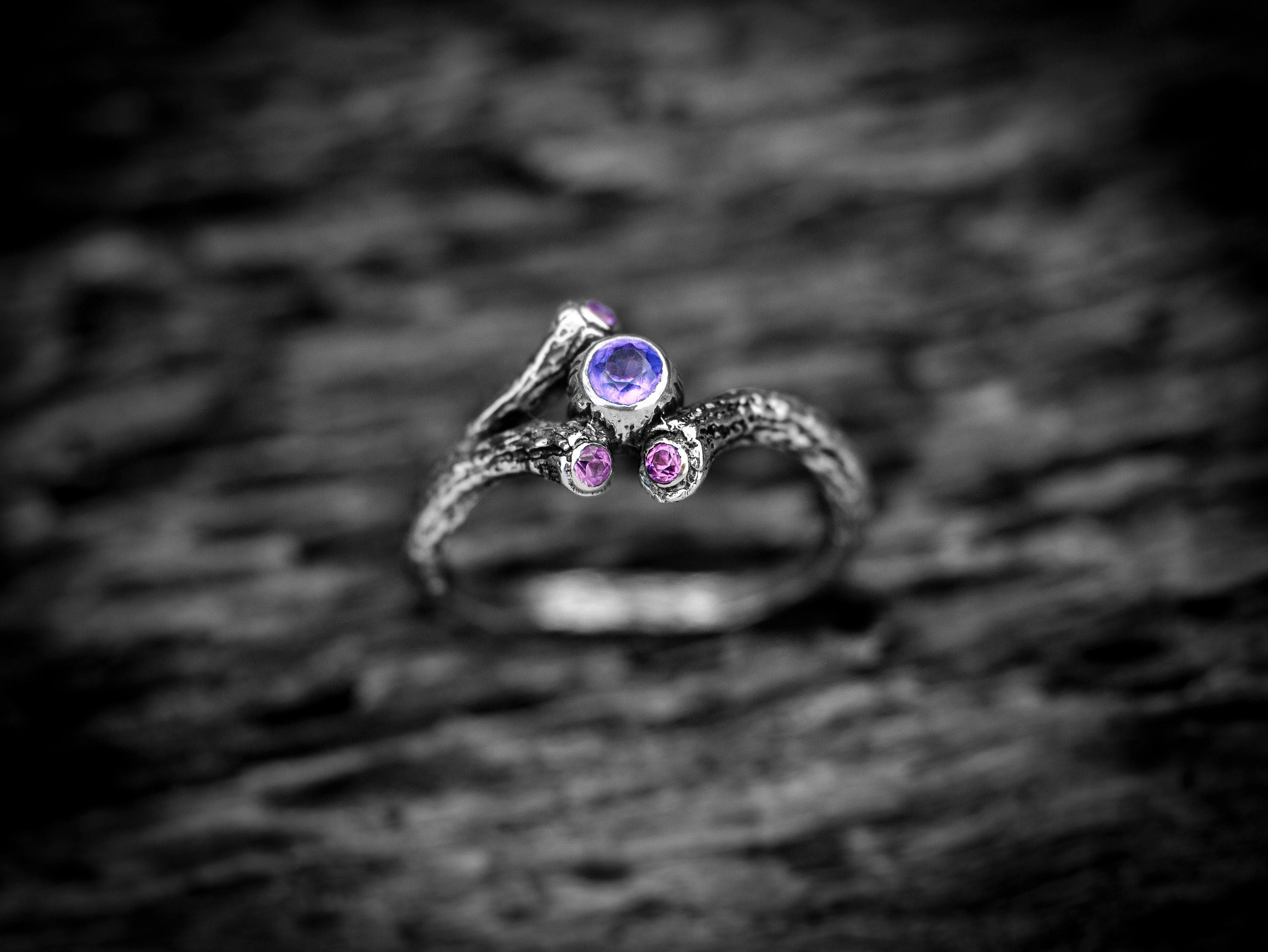 Twig Engagement Silver Ring 'Spring' | Branch Engagement Ring | Tree Branch Ring | Small Twig Ring