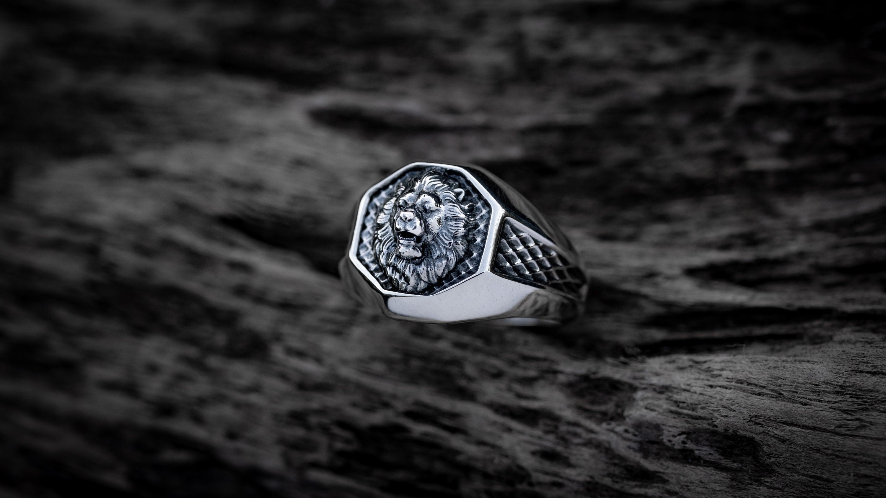 Lion Head Signet Ring | Mens Silver Lion Ring | Lion Ring Men | Silver Men Ring | Zodiac Lion Ring | Silver Animal ring