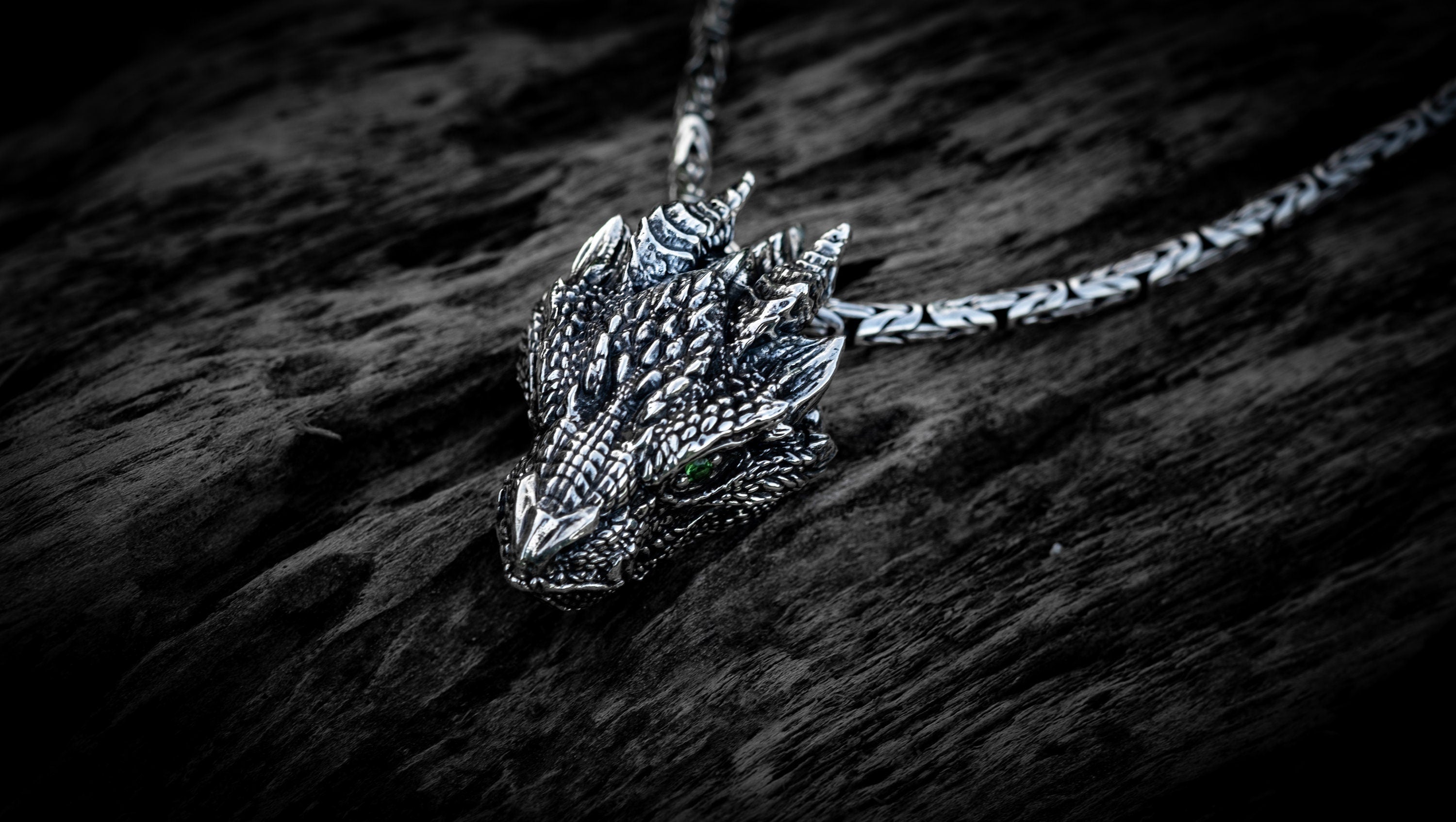 Silver Dragon Head Pendant | Dragon Necklace | Silver Dragon Jewelry