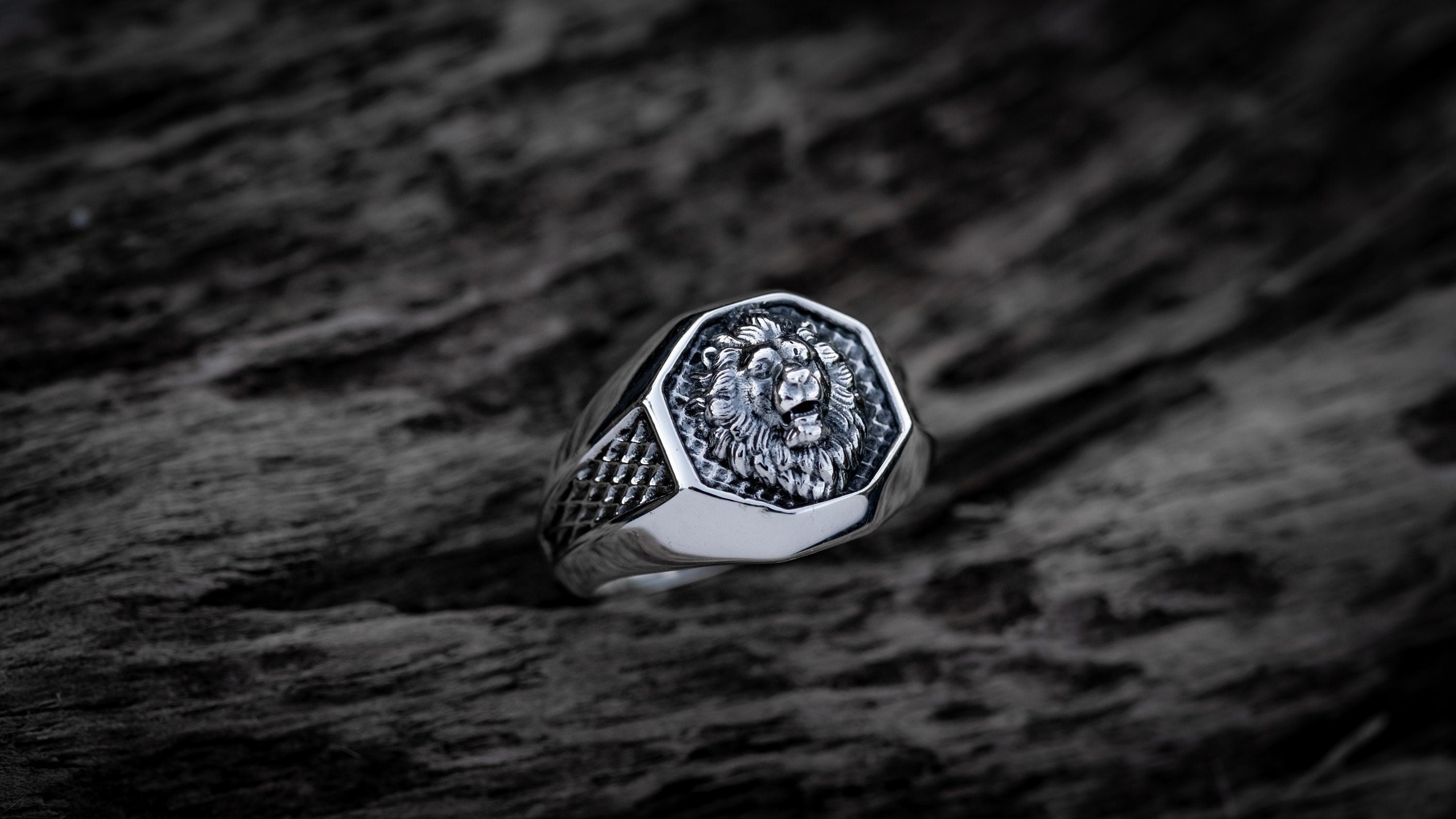 Lion Head Signet Ring | Mens Silver Lion Ring | Lion Ring Men | Silver Men Ring | Zodiac Lion Ring | Silver Animal ring