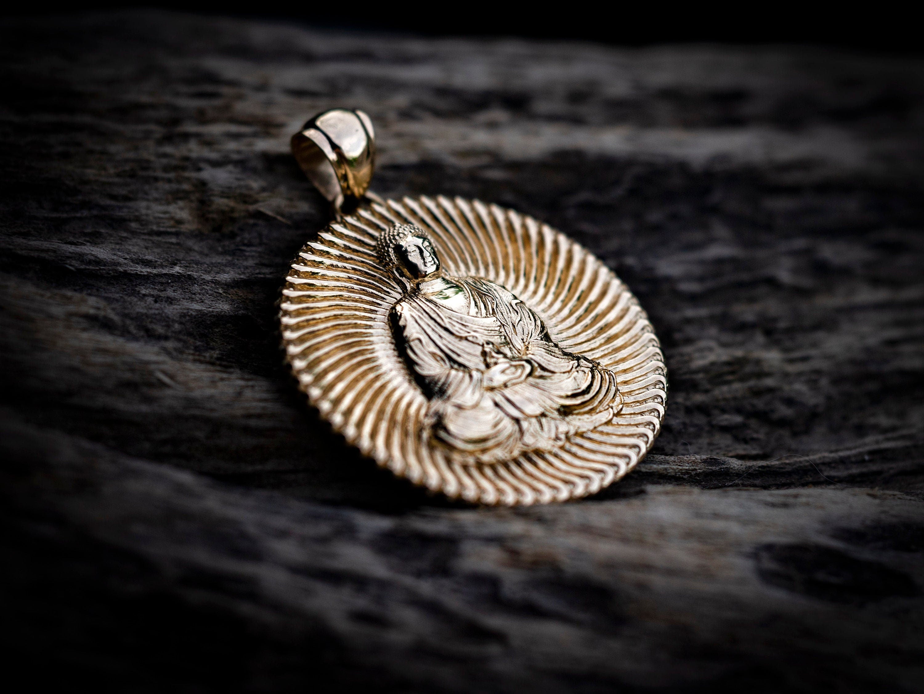 14K Gold Buddha Pendant