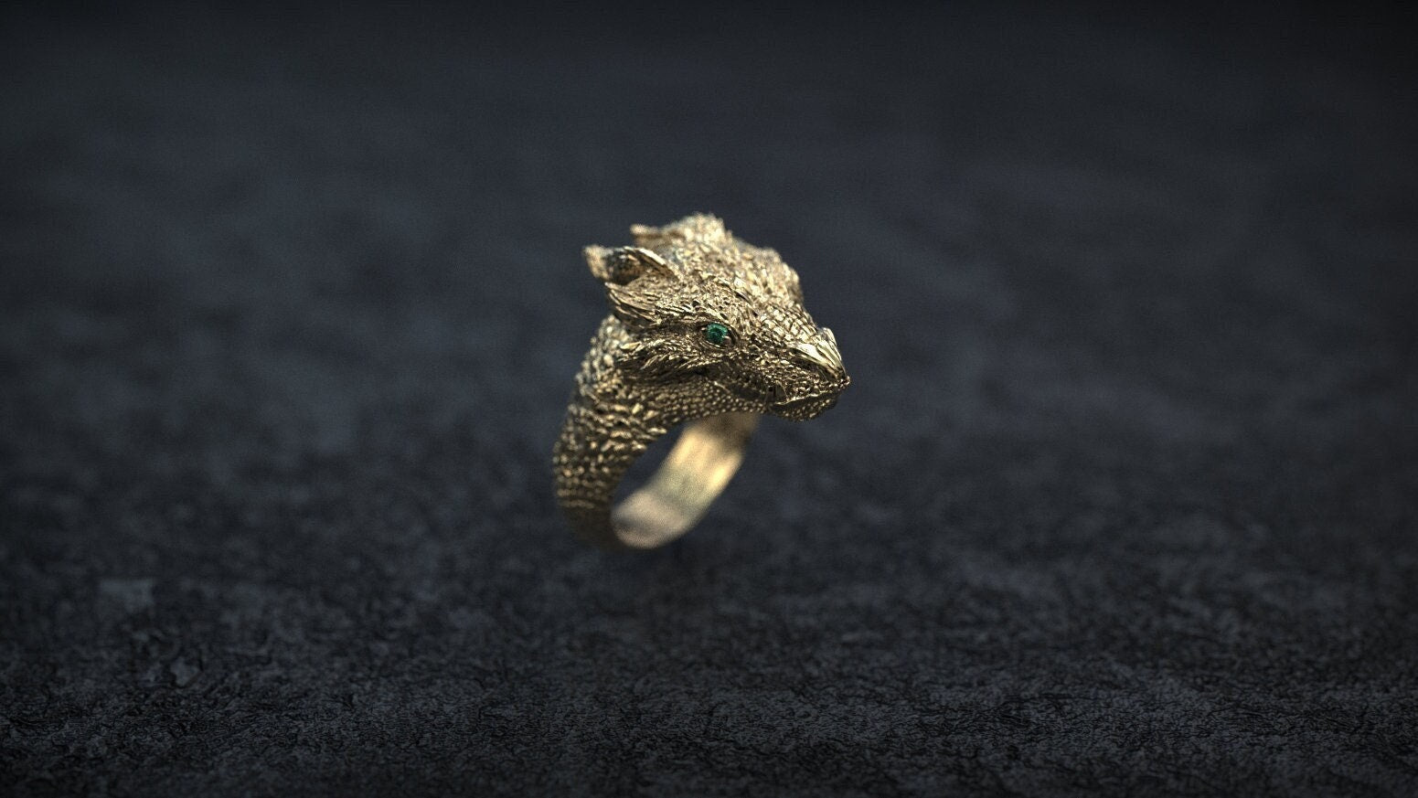 Gold Dragon Head Ring