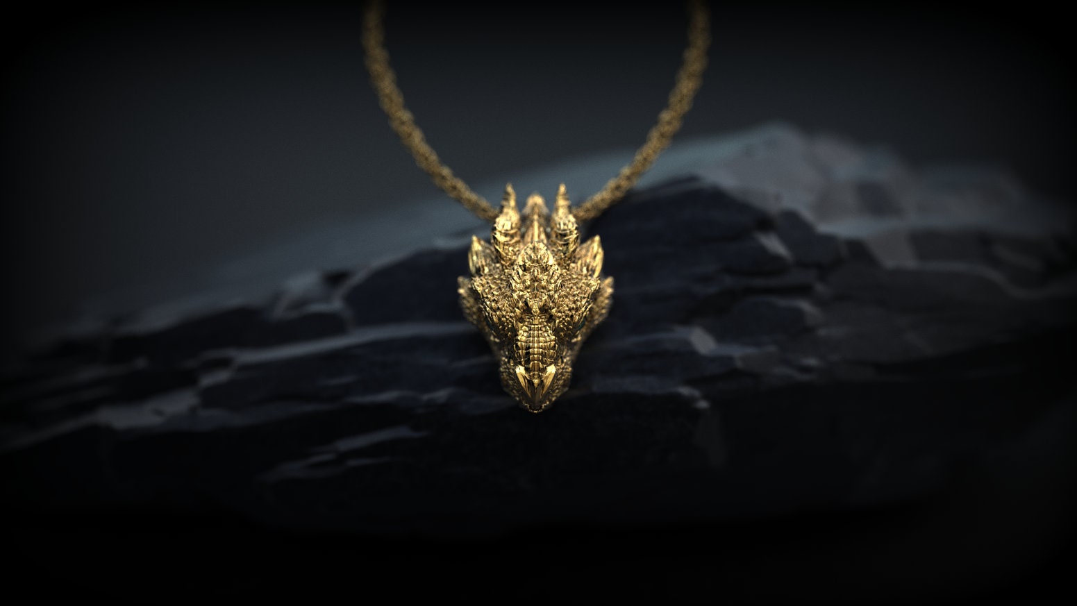 Solid Gold Dragon Pendant