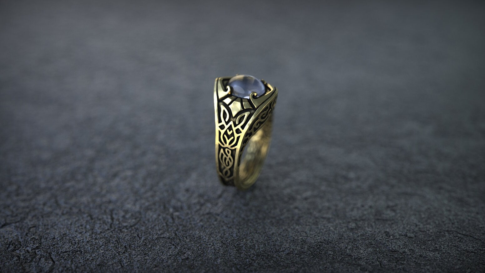 Handmade 14K gold ring with continuous Celtic knot pattern