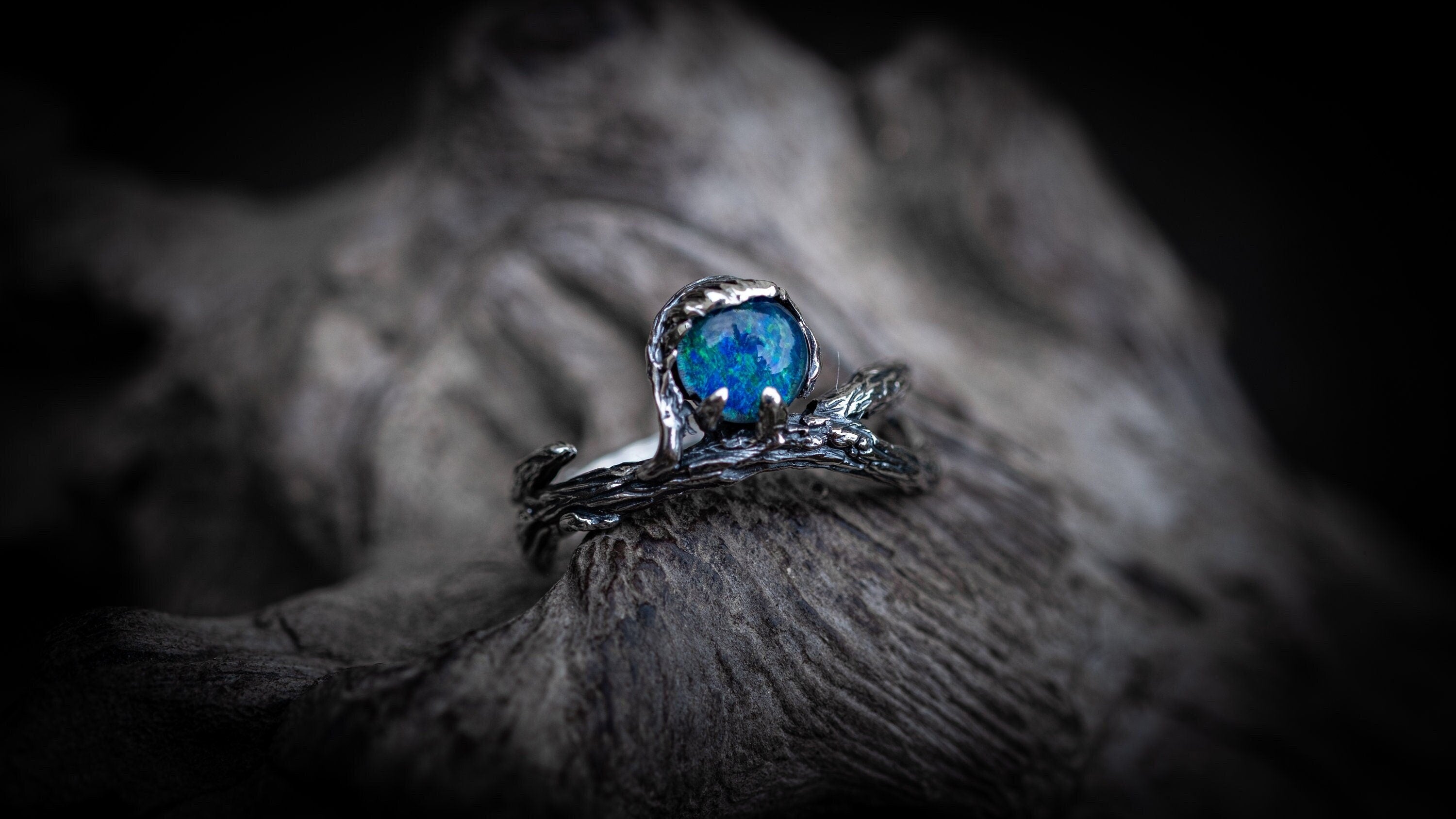 Branch Engagement Ring 'Bine' | Australian Opal Engagement Ring | Twig Engagement Ring | Tree Branch Ring | Tree Womens Ring