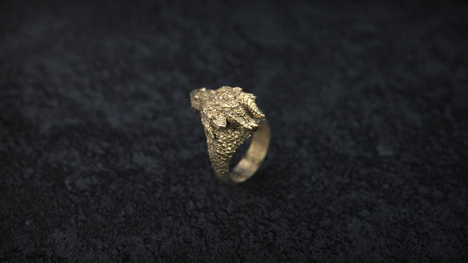 Gold Dragon Head Ring