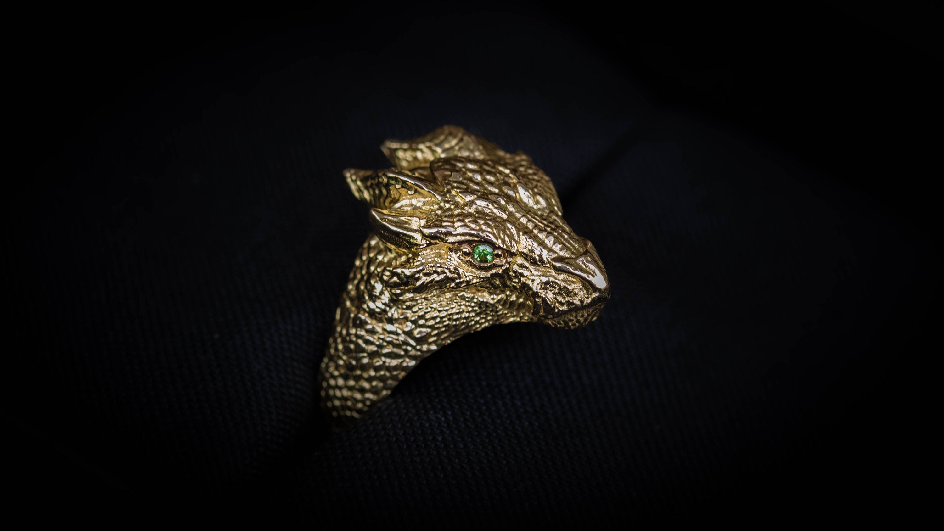 Gold Dragon Head Ring
