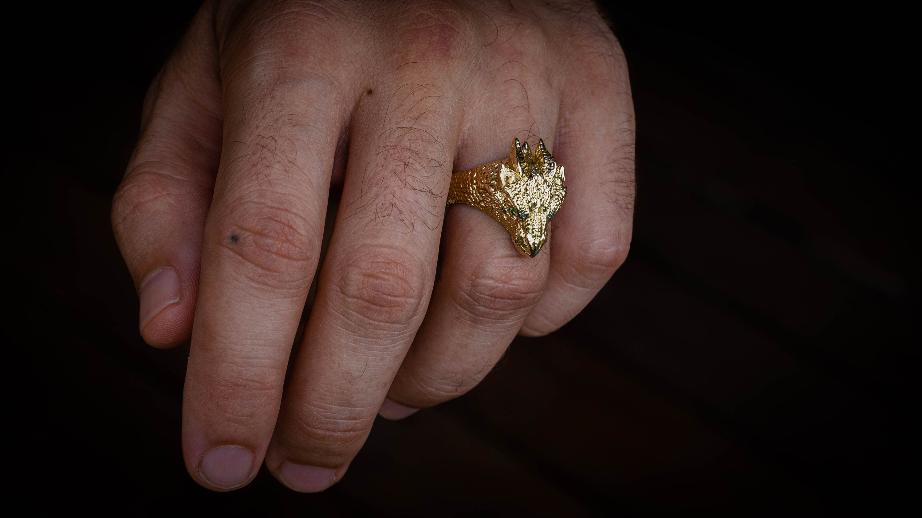 Gold Dragon Head Ring