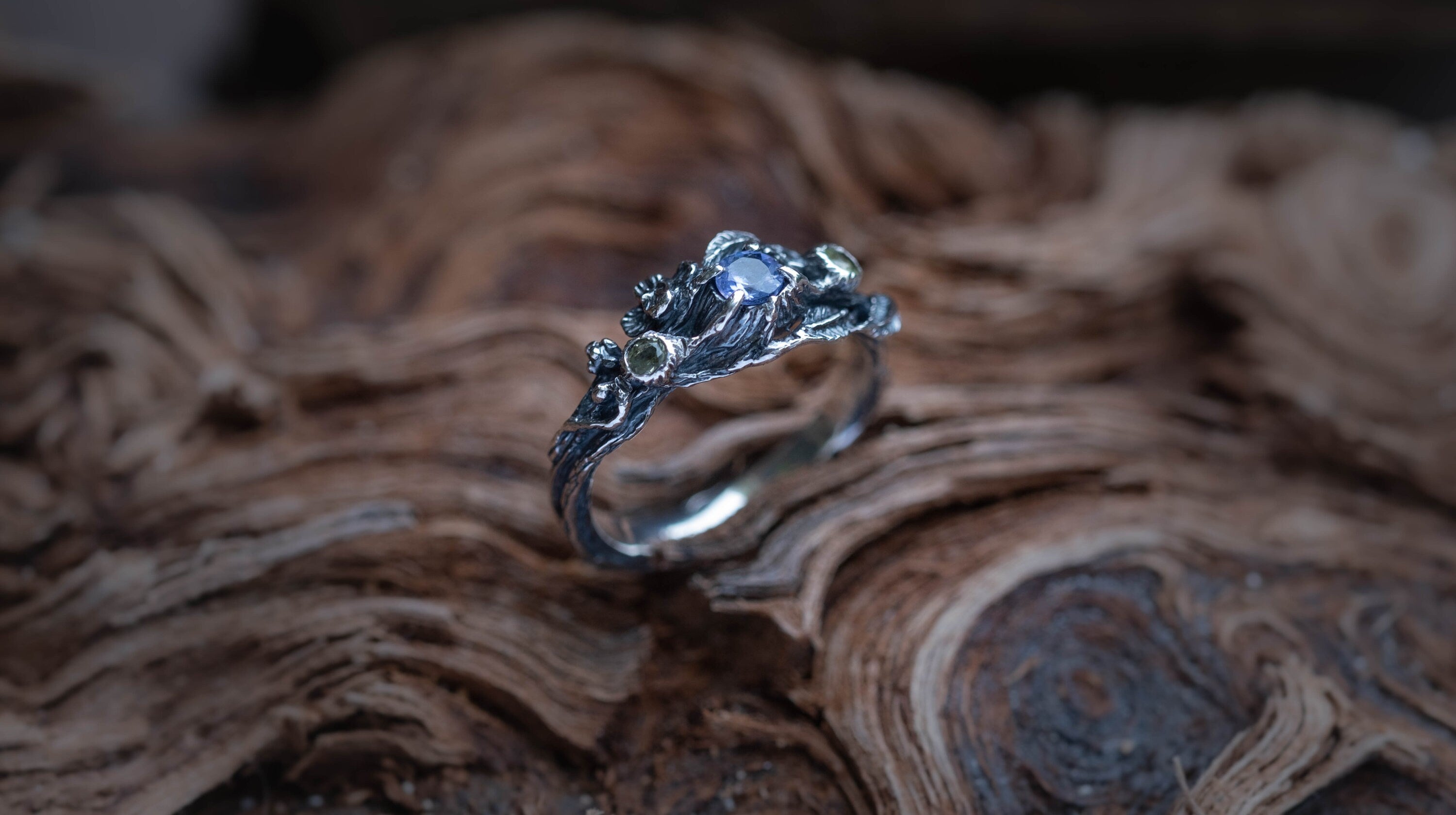 Silver Twig Engagement Ring With Amethyst | Nature-Inspired Elven Ring | Sterling Silver Branch Ring | Tree Branch Ring | Boho Jewelry