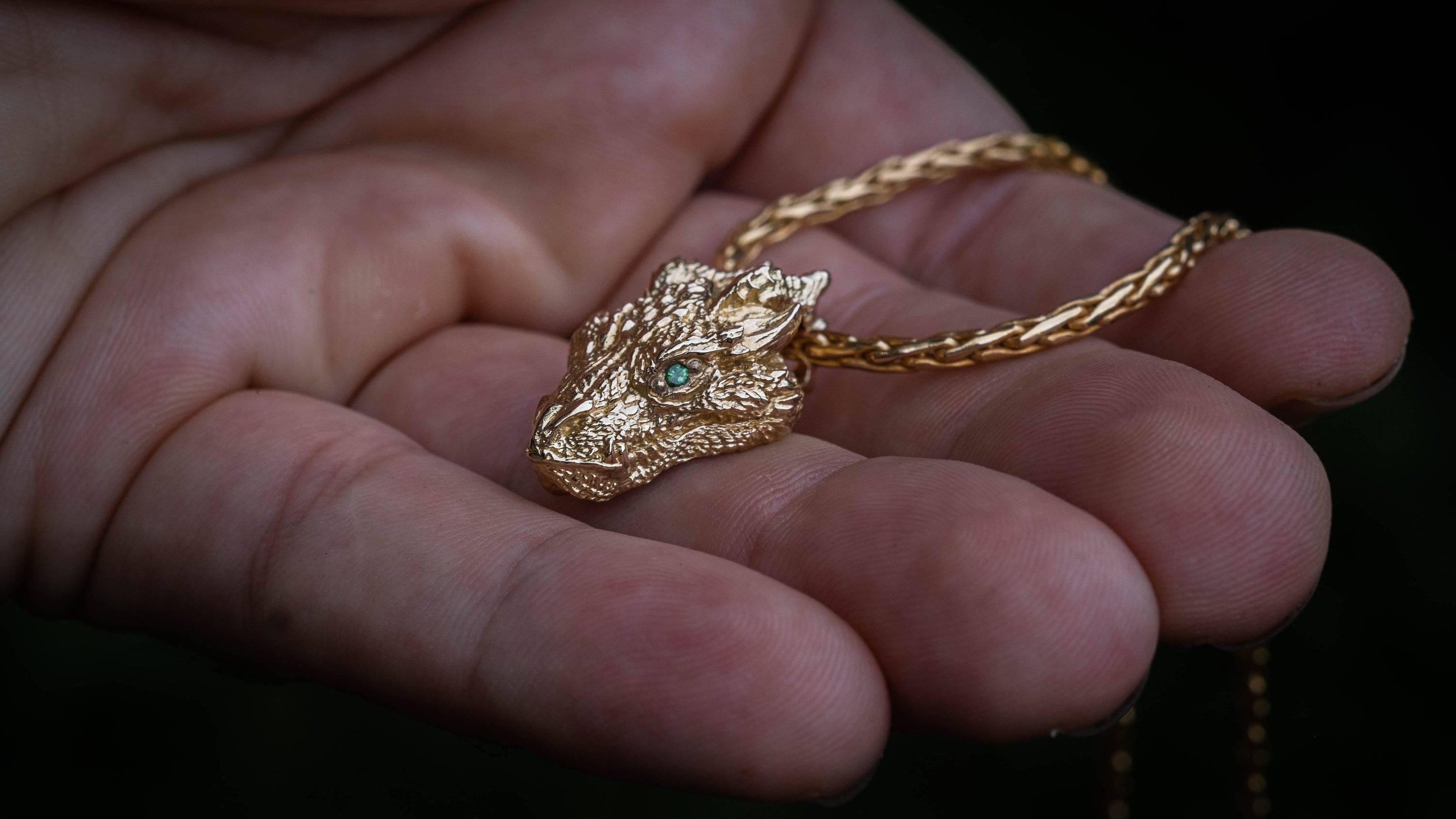 Solid Gold Dragon Pendant