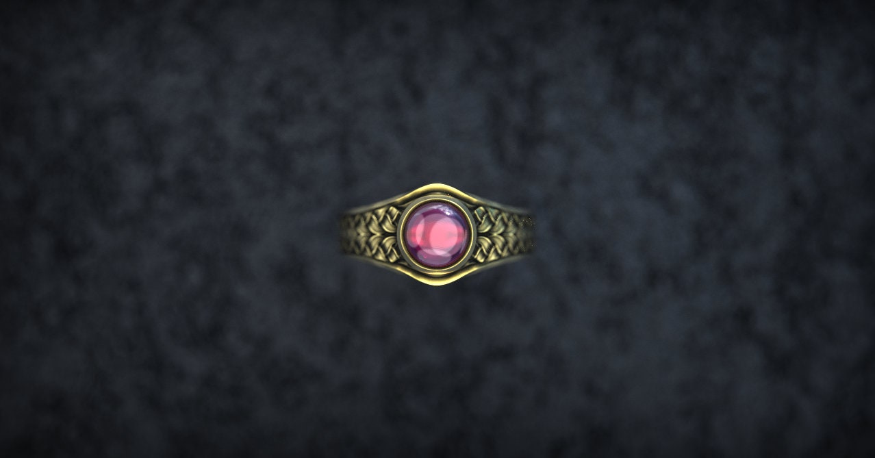 10K Gold Celtic Wedding Ring | Viking Wedding Ring 'Freya' | Celtic Engagement Ring with Gemstone | Gold Viking Ring | Celtic Jewelry