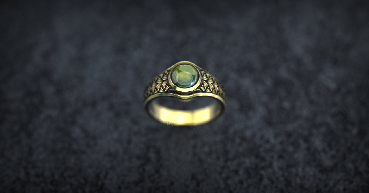 10K Gold Celtic Wedding Ring | Viking Wedding Ring 'Freya' | Celtic Engagement Ring with Gemstone | Gold Viking Ring | Celtic Jewelry