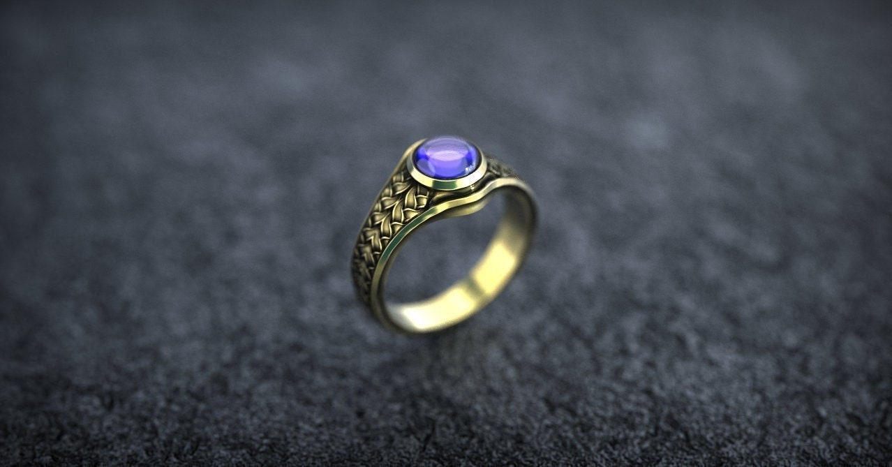 10K Gold Celtic Wedding Ring | Viking Wedding Ring 'Freya' | Celtic Engagement Ring with Gemstone | Gold Viking Ring | Celtic Jewelry