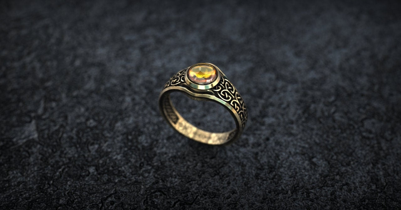 Gold Celtic Knot Wedding Ring | Viking Wedding Ring 'Sol' | Celtic Engagement Ring with Gemstone | Gold Viking Ring | Celtic Jewelry