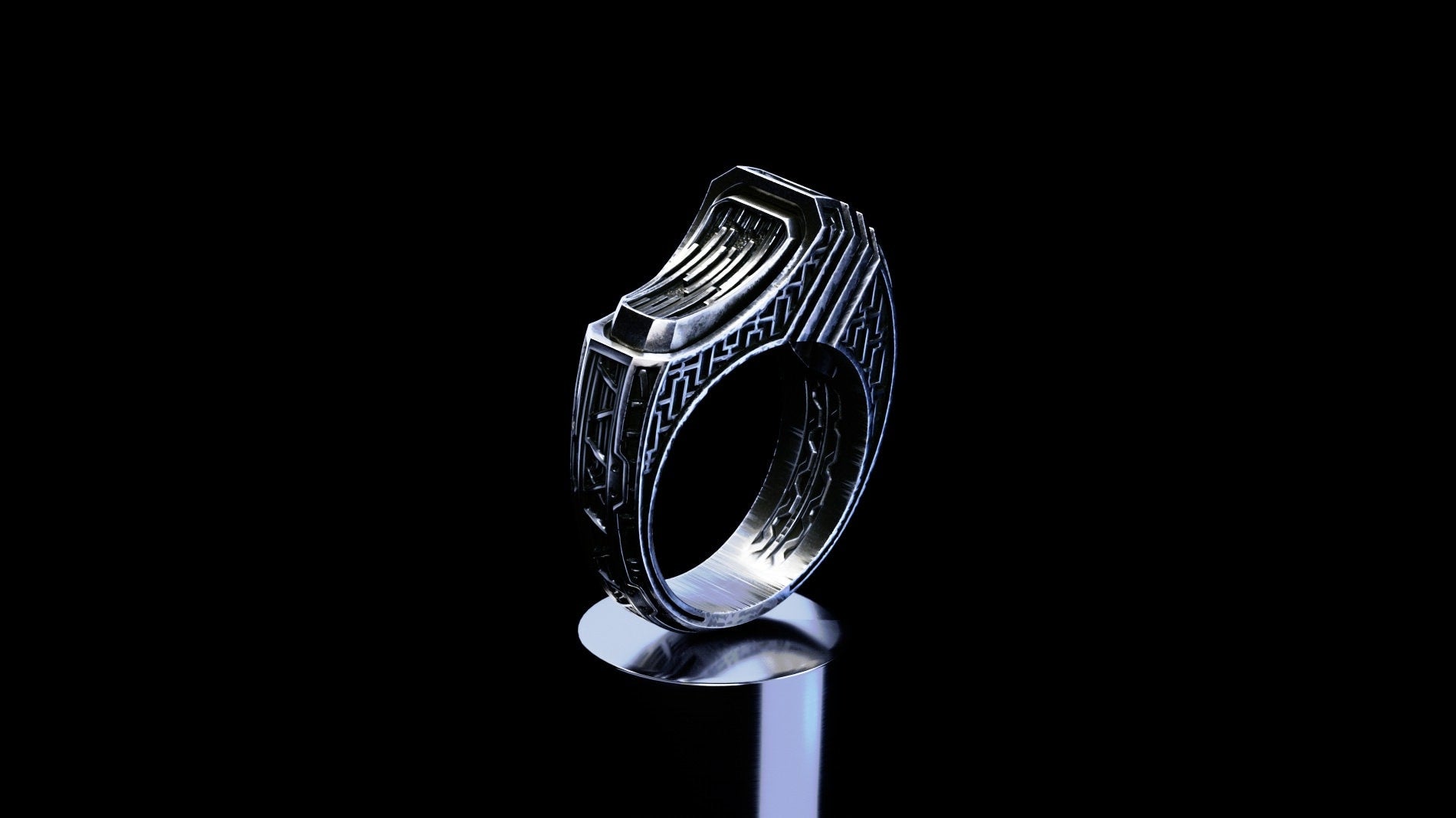 Geometric silver ring 'Titan'