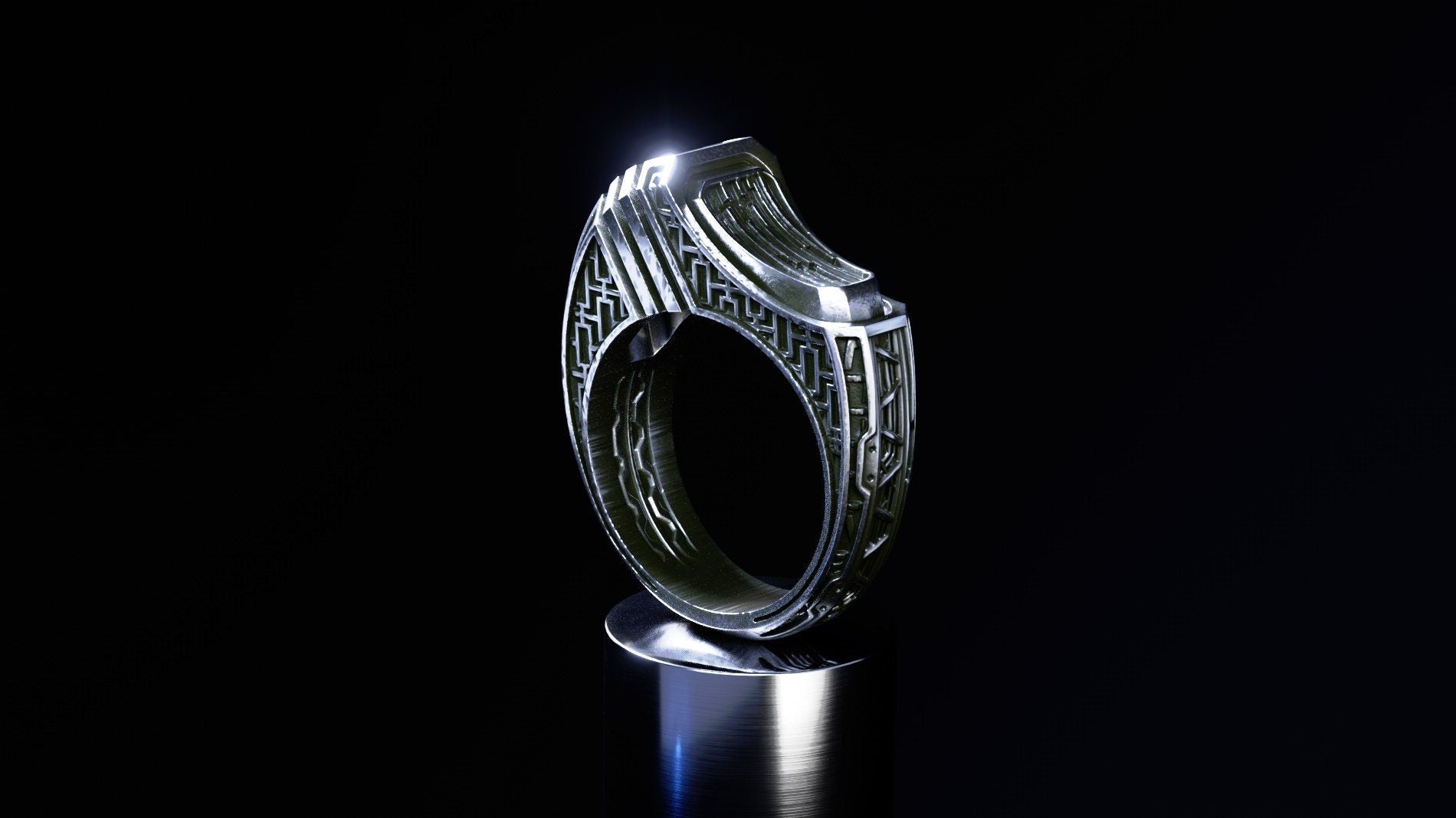 Geometric silver ring 'Titan'