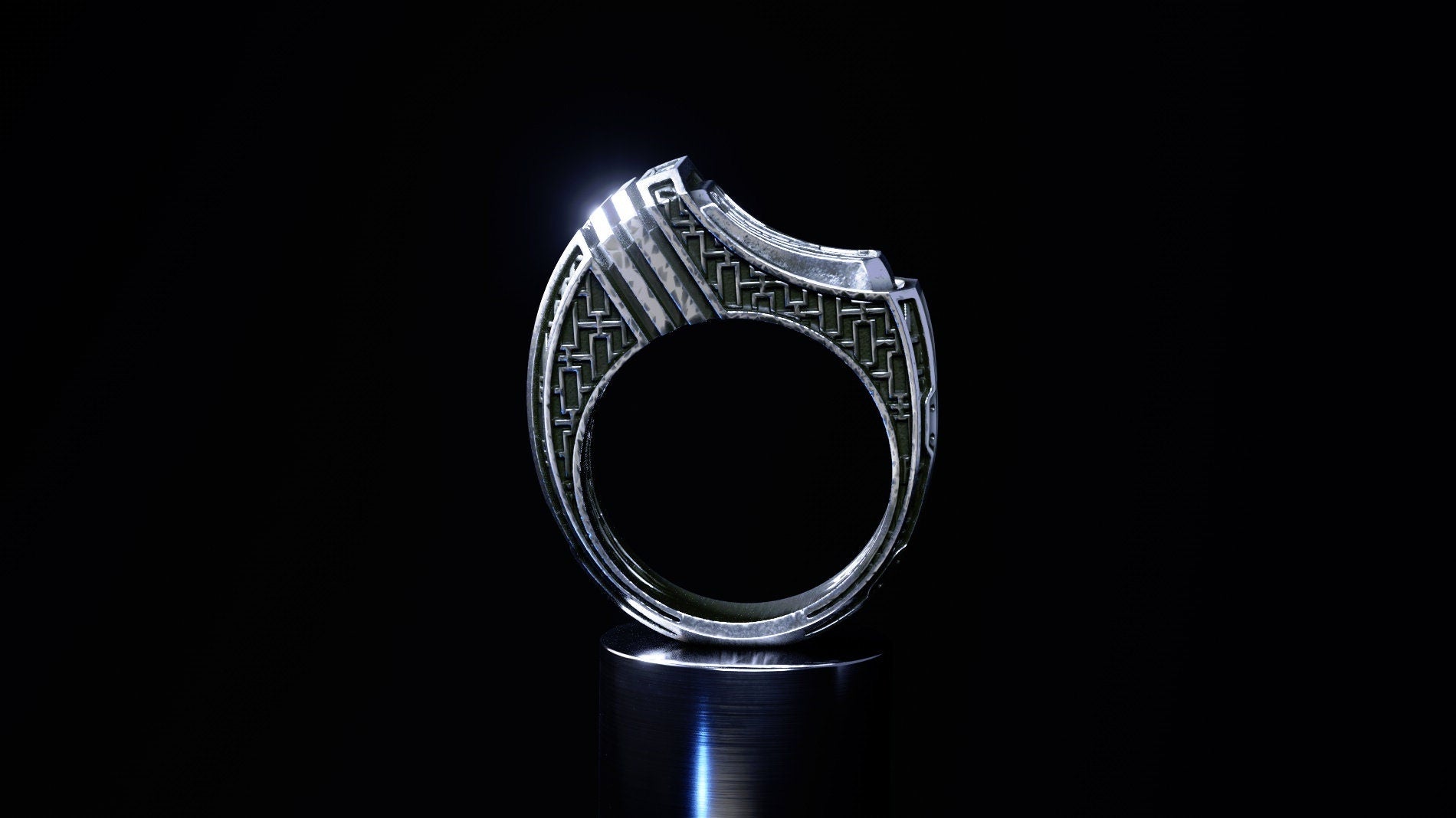 Geometric silver ring 'Titan'
