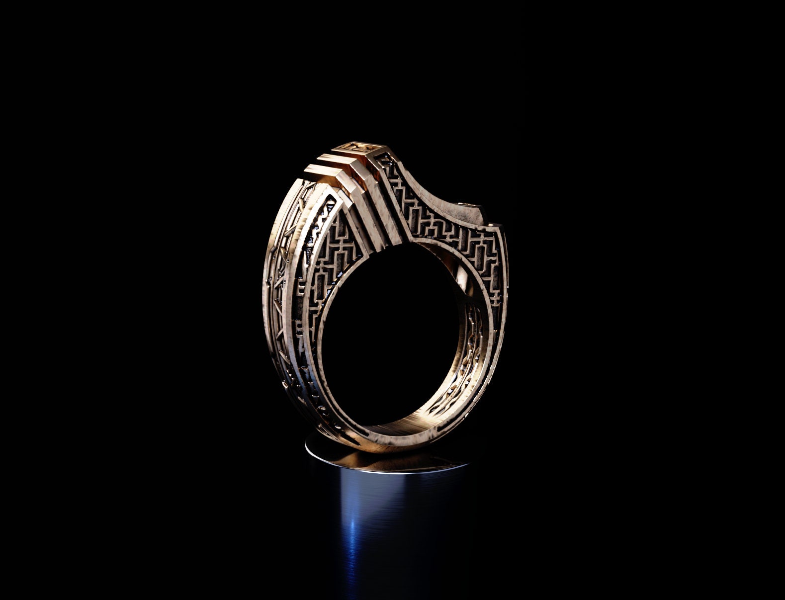 Geometric gold ring 'Titan'