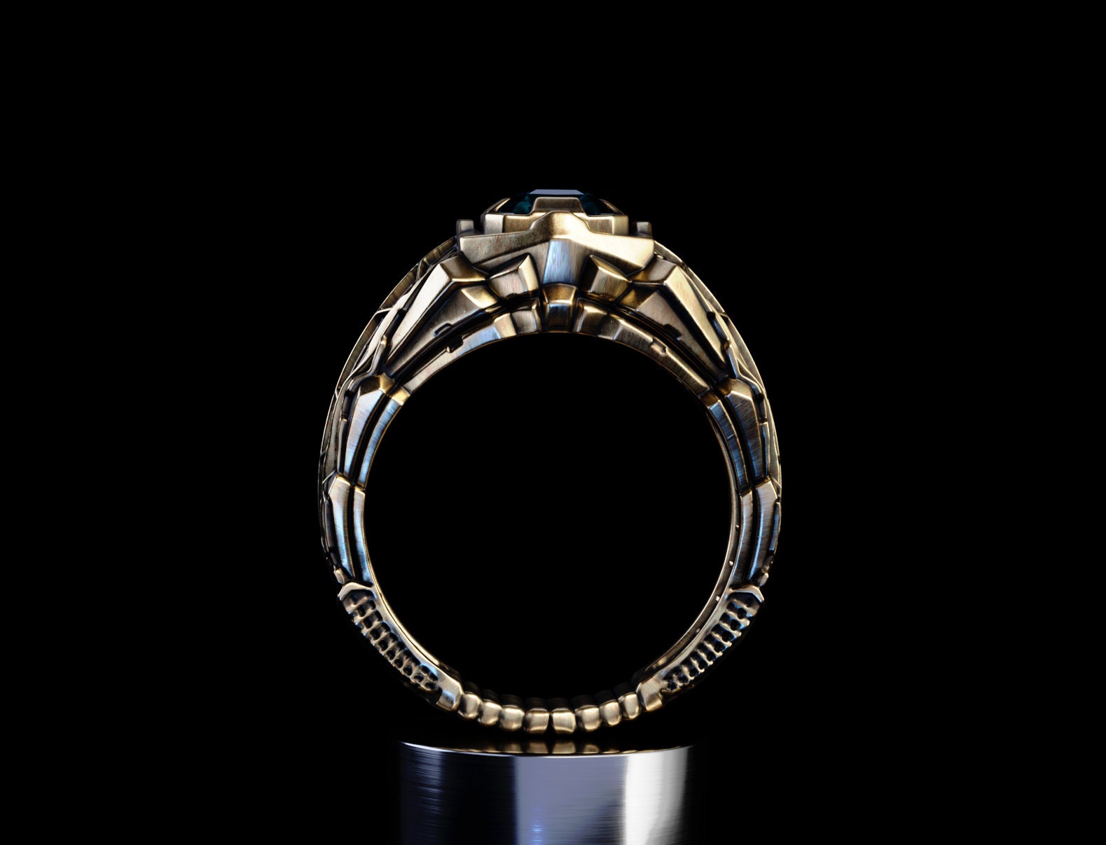 Solid Gold Geometric Ring | Gold Statement Ring 'Collider' | Sci-Fi Ring | Gold Cyberpunk Jewelry